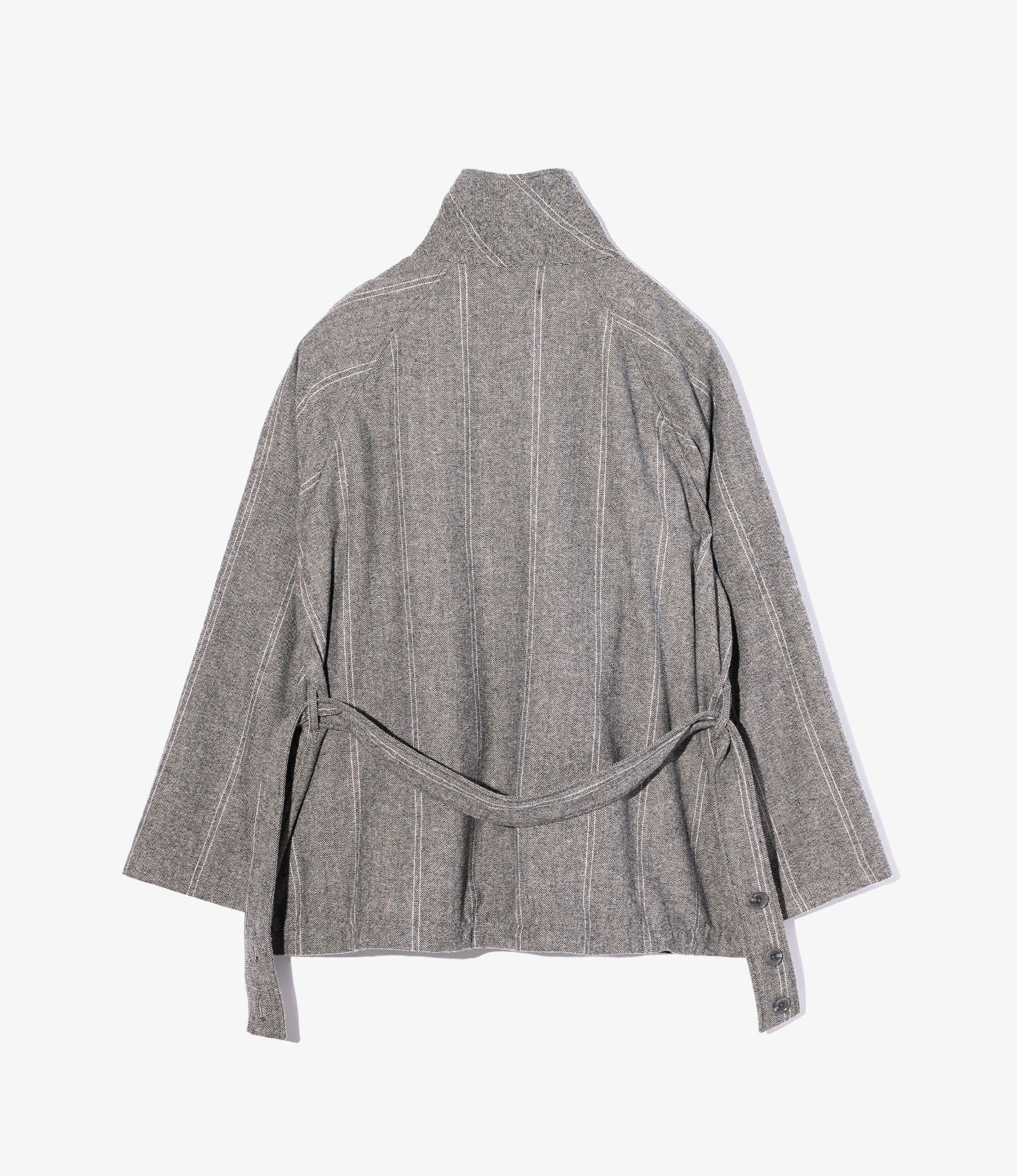 Smoking Jacket - Lt. Grey Wool Striped HB
