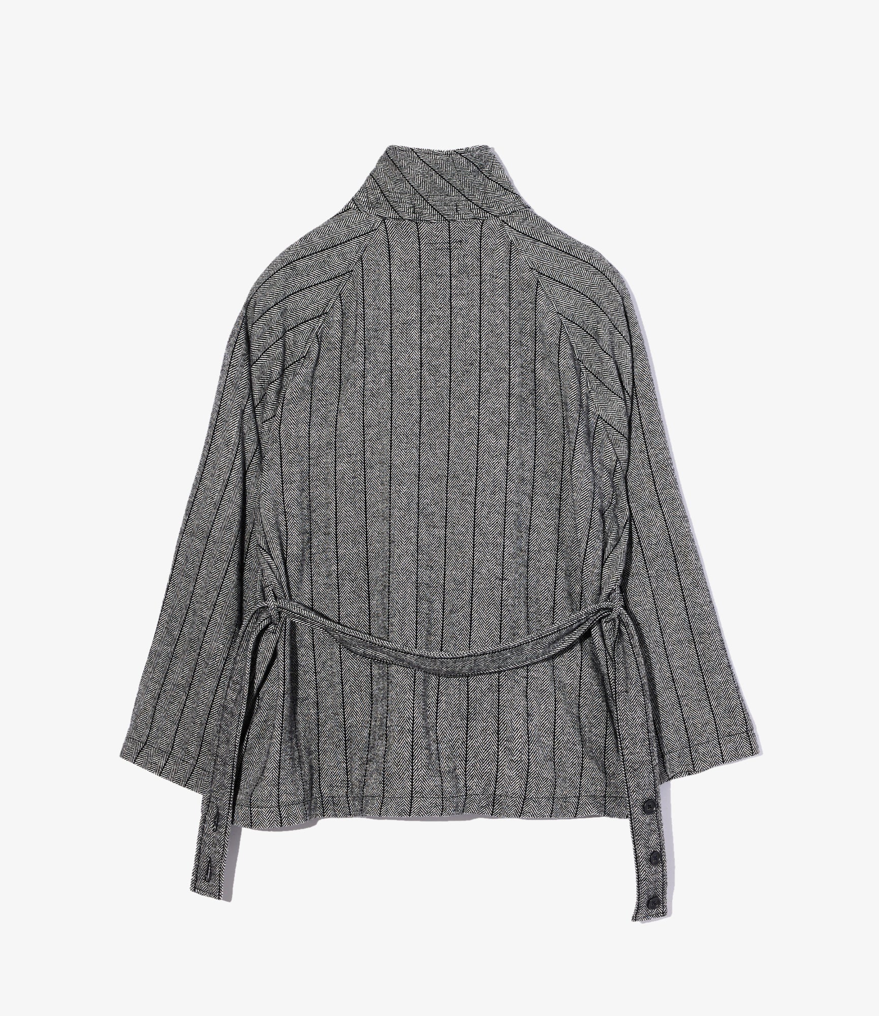Smoking Jacket - Dk. Grey Wool Striped HB