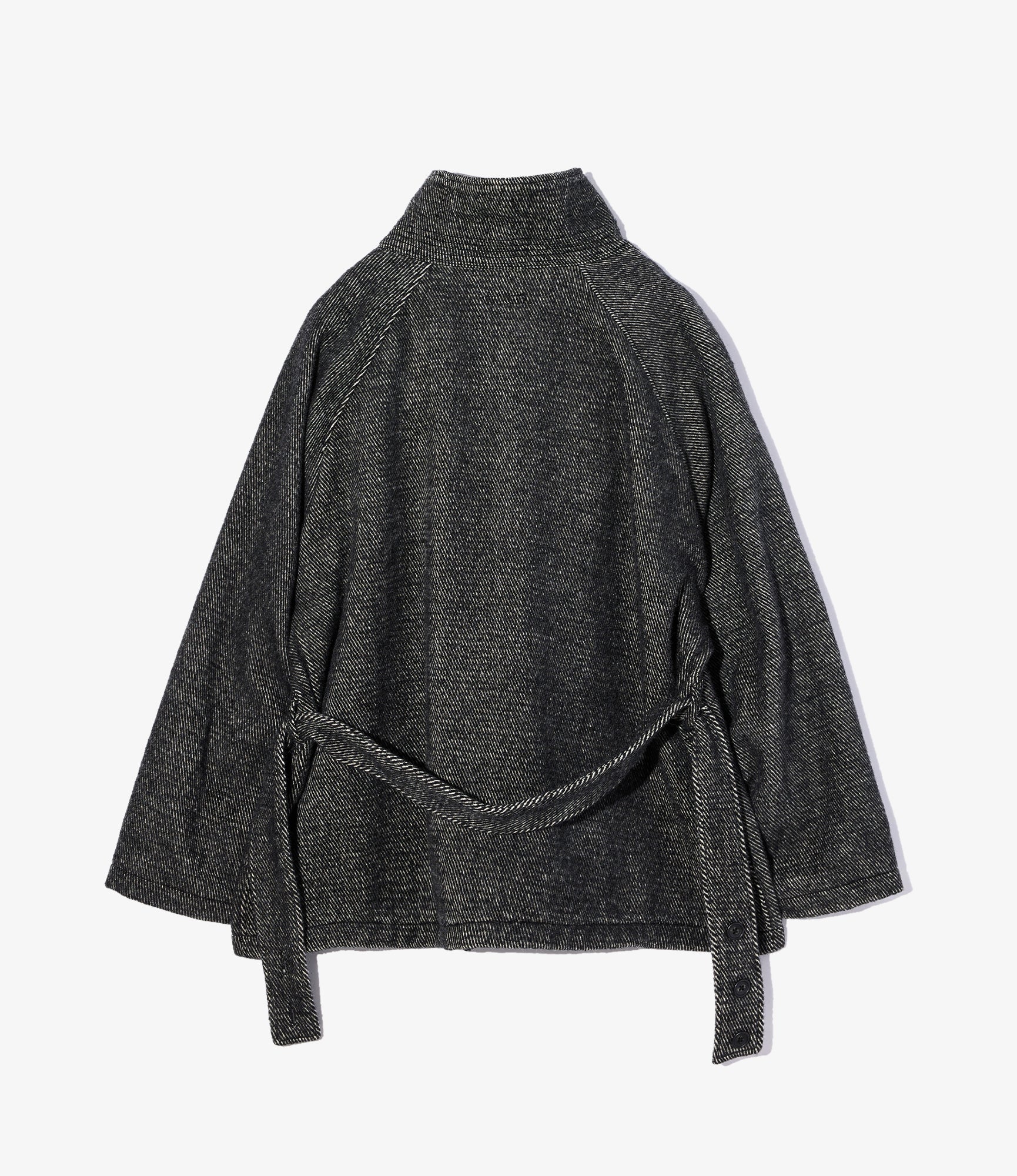 Smoking Jacket - Black Wool Shaggy Twill