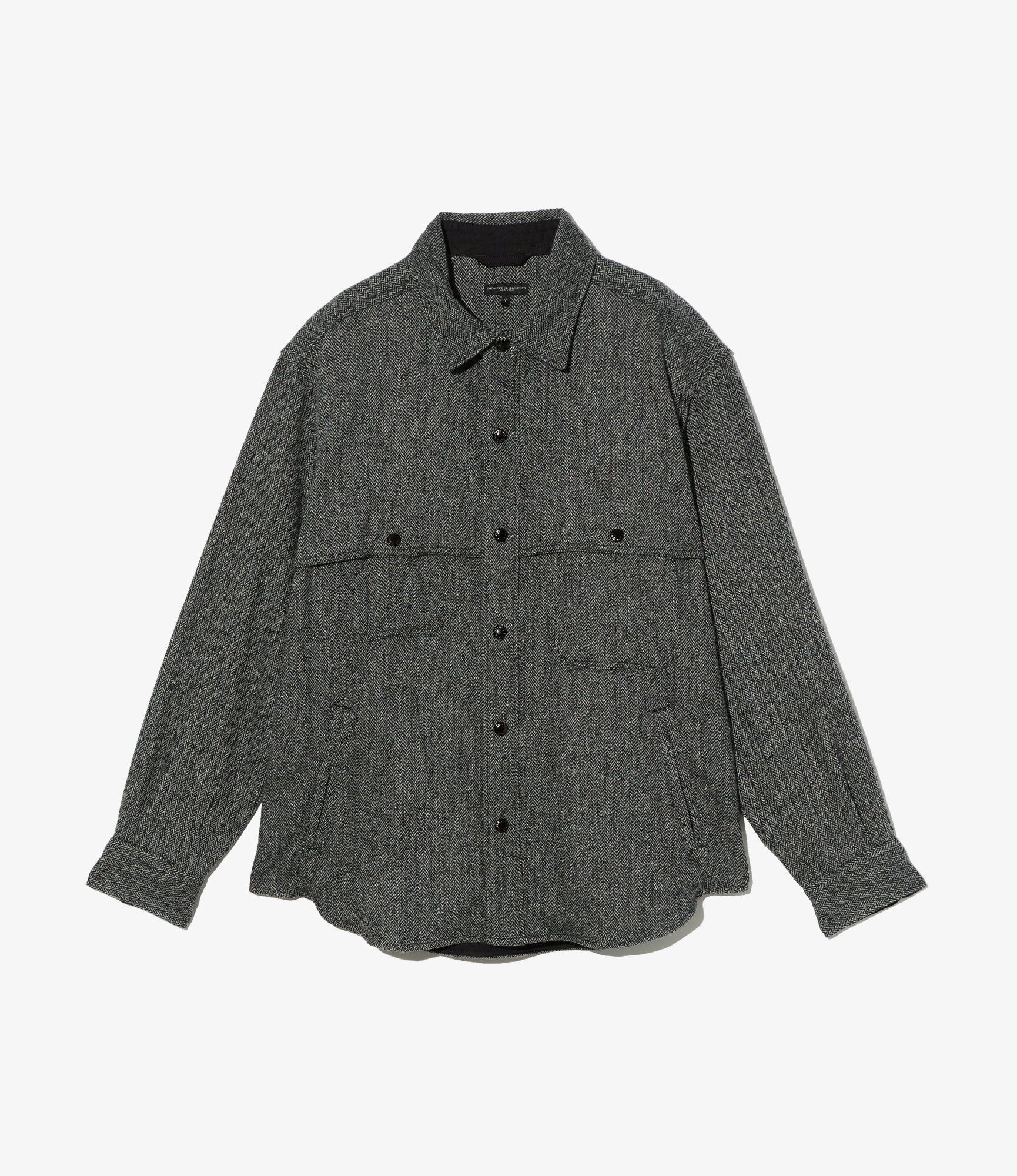 Stag Shirt Jacket - Grey Poly Wool Herringbone