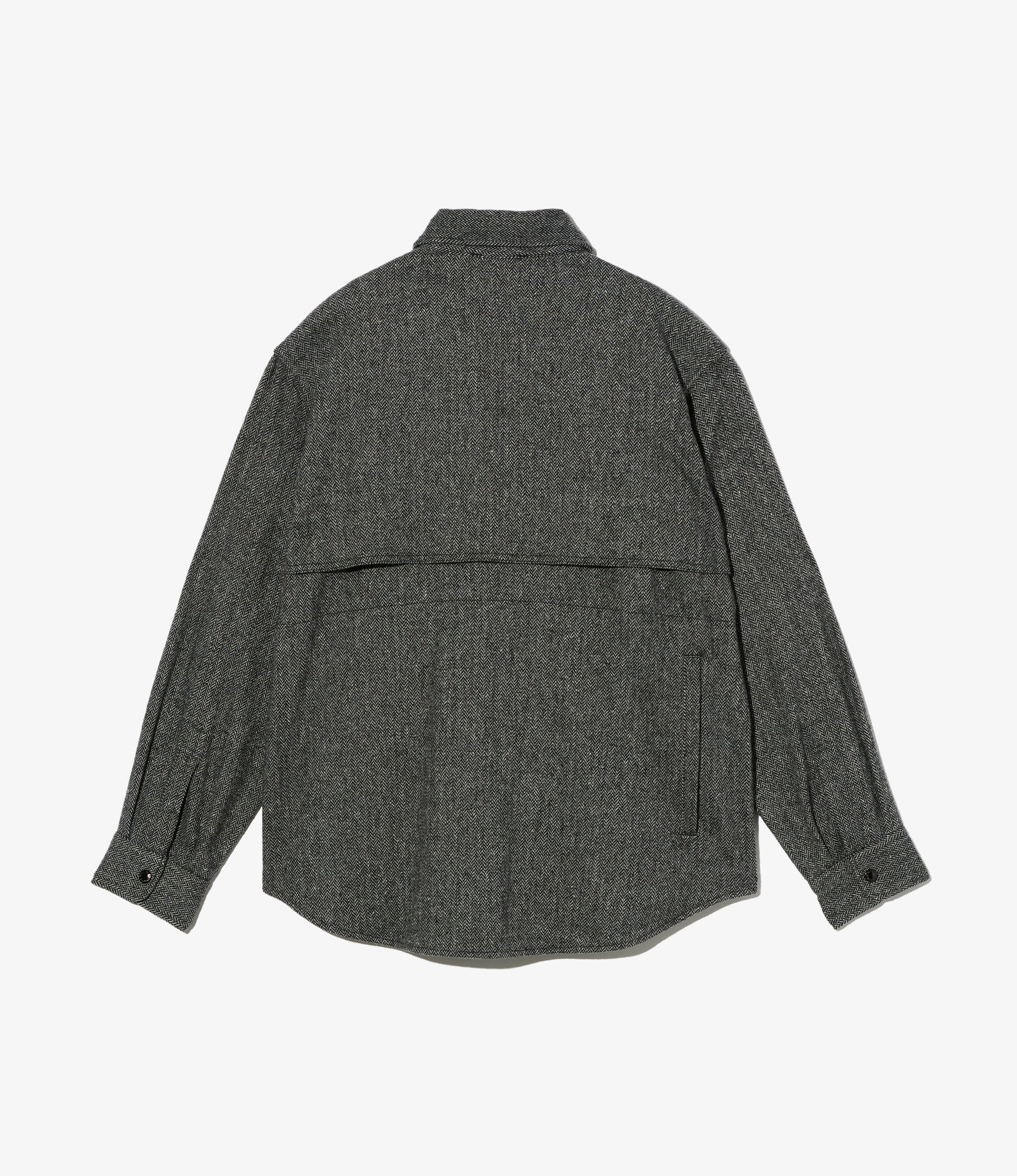 Stag Shirt Jacket - Grey Poly Wool Herringbone