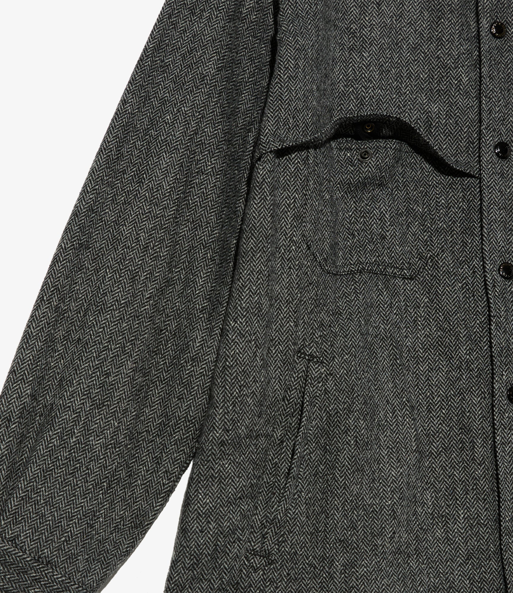Stag Shirt Jacket - Grey Poly Wool Herringbone
