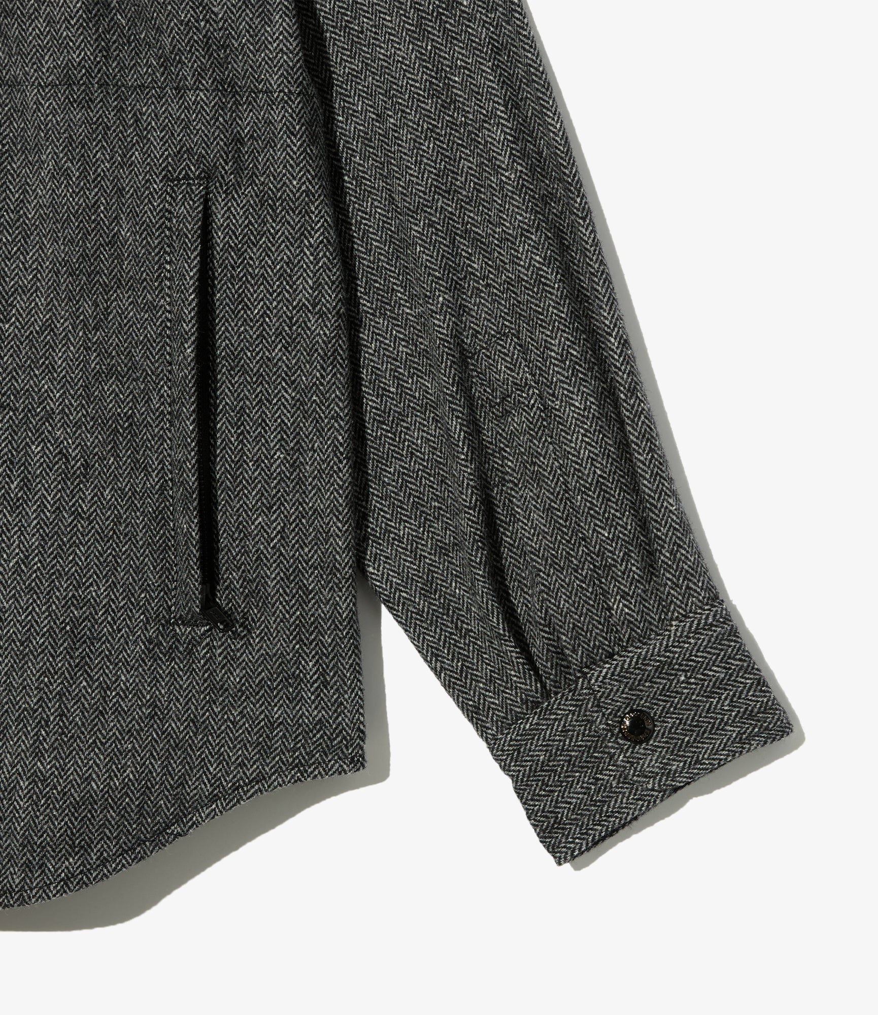 Stag Shirt Jacket - Grey Poly Wool Herringbone