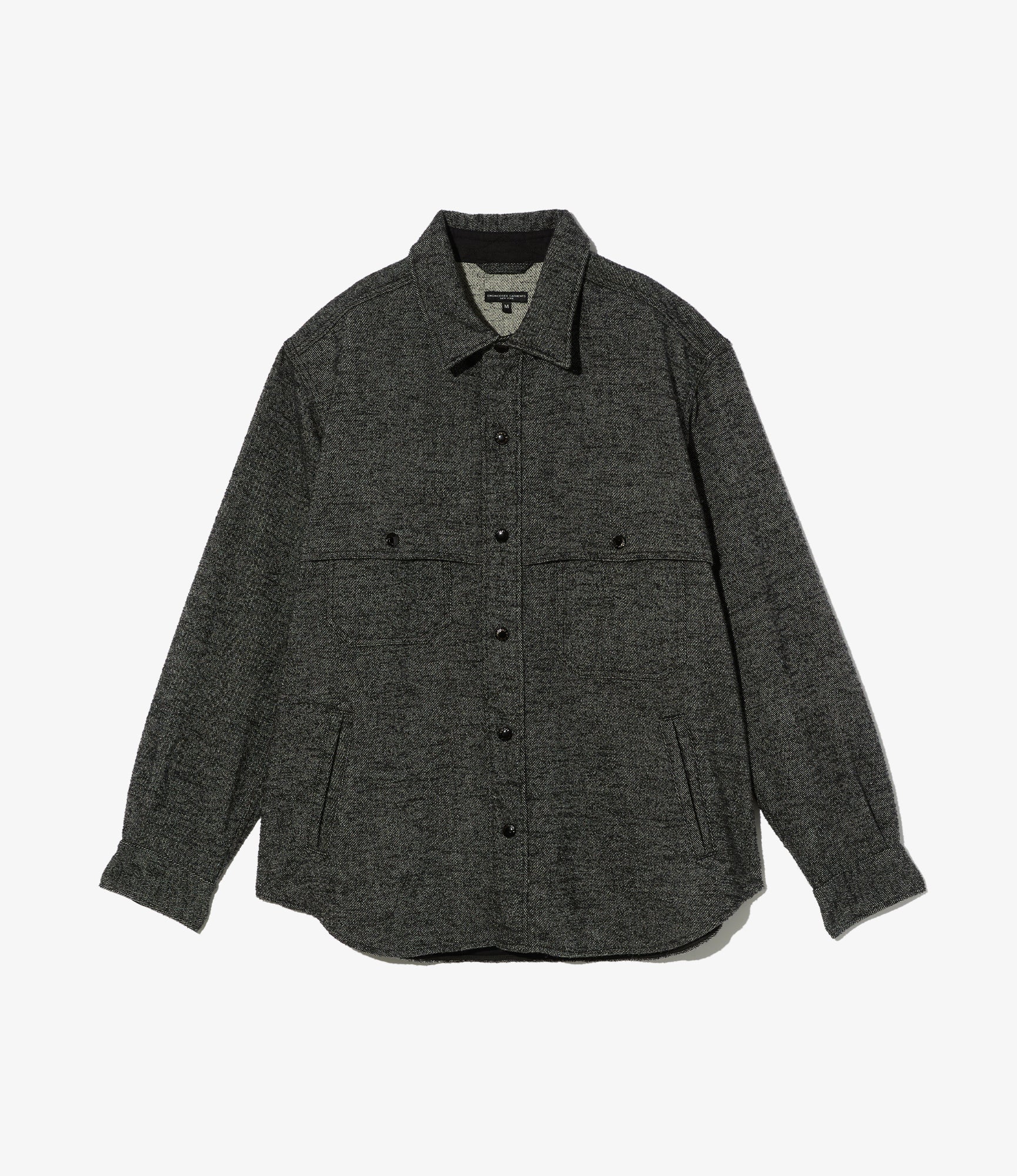 Stag Shirt Jacket - Charcoal Wool Poly Shaggy Twill