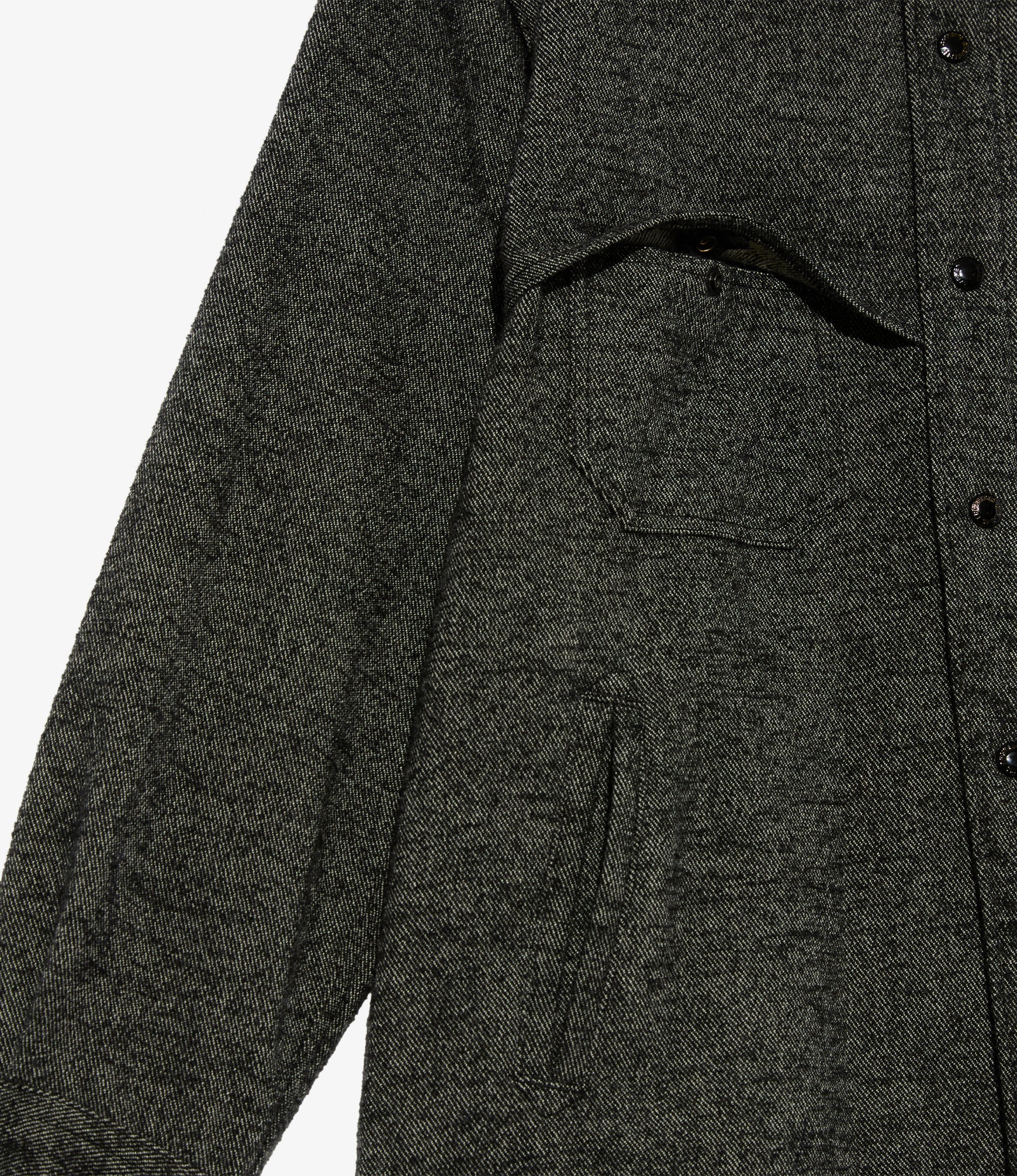 Stag Shirt Jacket - Charcoal Wool Poly Shaggy Twill