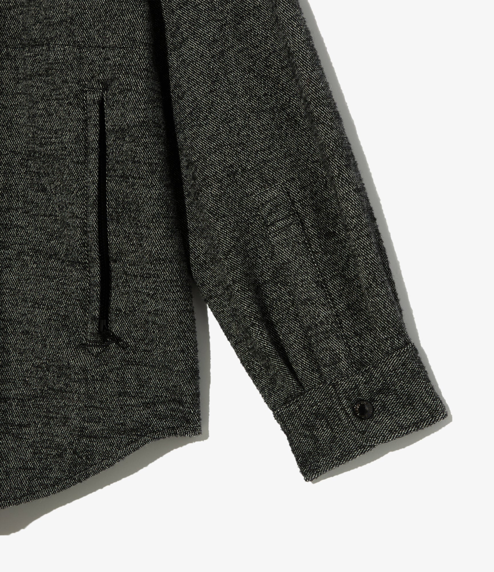 Stag Shirt Jacket - Charcoal Wool Poly Shaggy Twill
