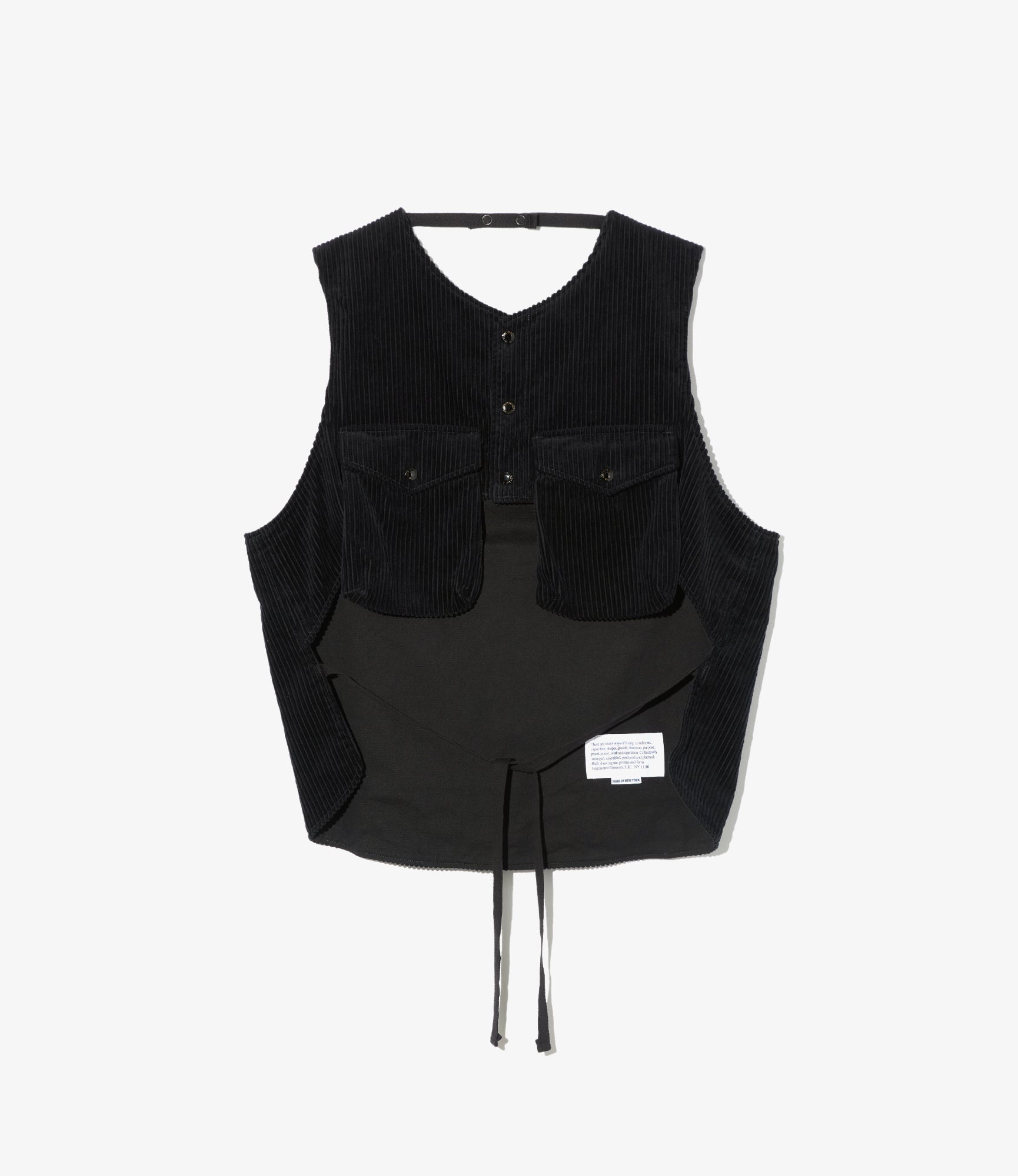 Support Vest - Black Cotton 4.5W Corduroy