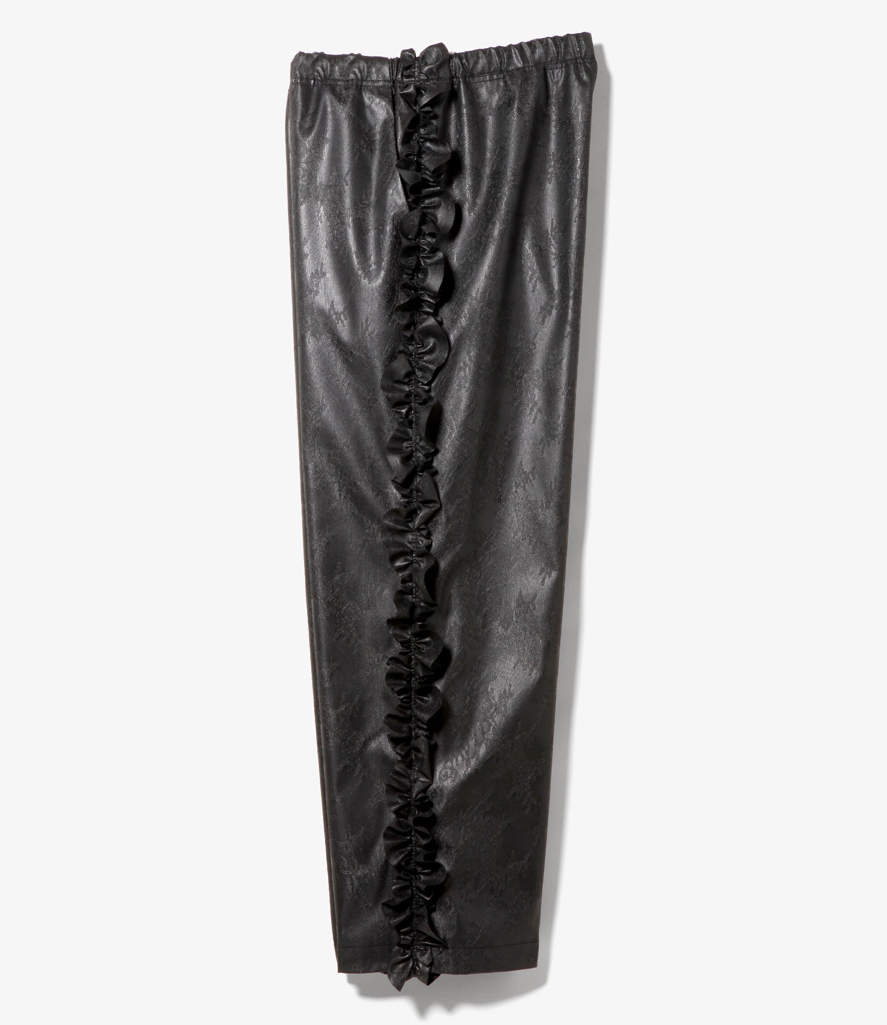 Women's Frill Side Flare Pant - Black - Synthetic Leather