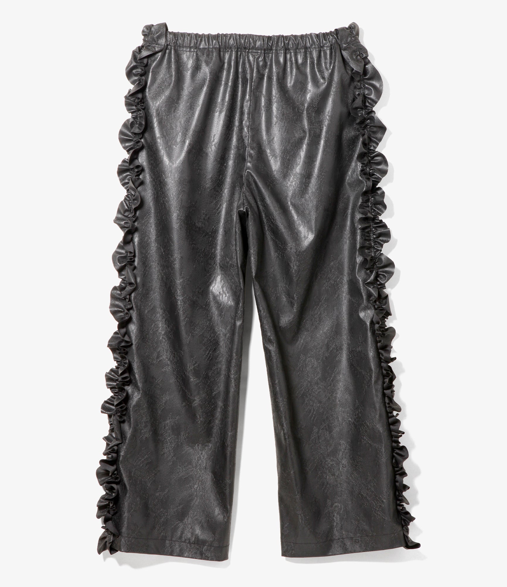 Women's Frill Side Flare Pant - Black - Synthetic Leather