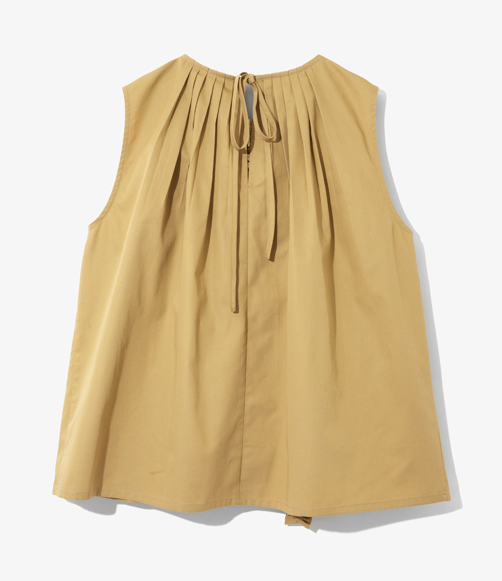 Women's Sleeveless Frill Shirt - Beige - Twill