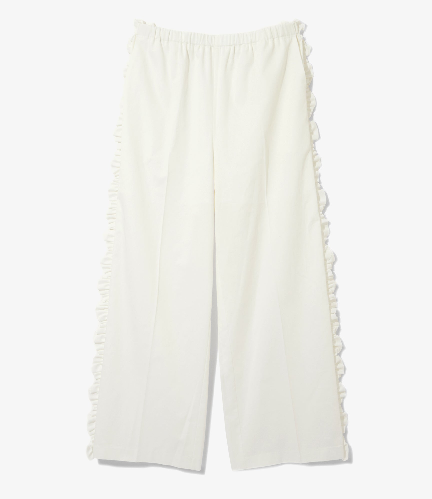 Women's Frill Side Flare Pant - White - Twill