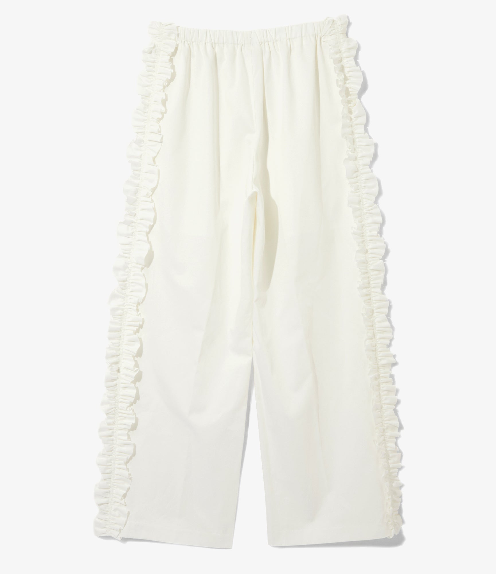 Women's Frill Side Flare Pant - White - Twill