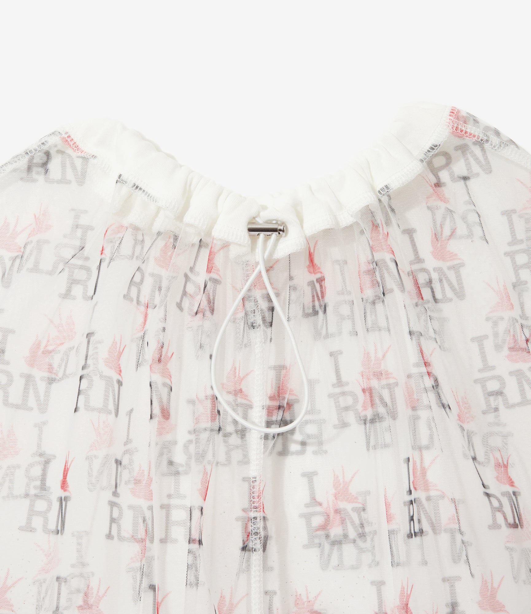 Women's Crew Neck Sleeveless Dress - Off White - Original Printed Tulle