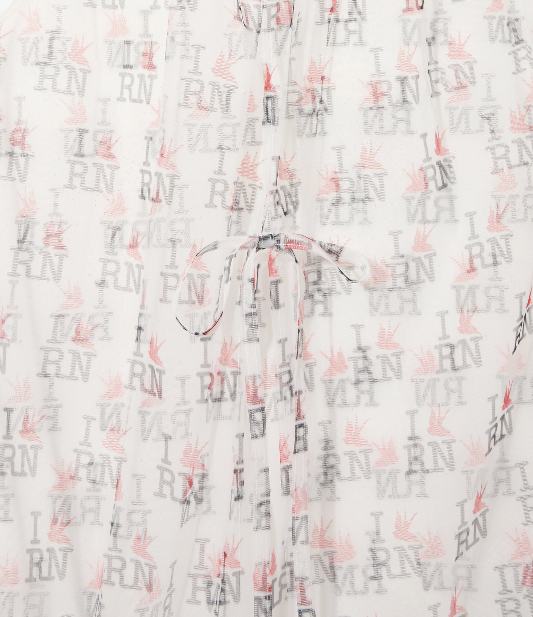 Women's Crew Neck Sleeveless Dress - Off White - Original Printed Tulle