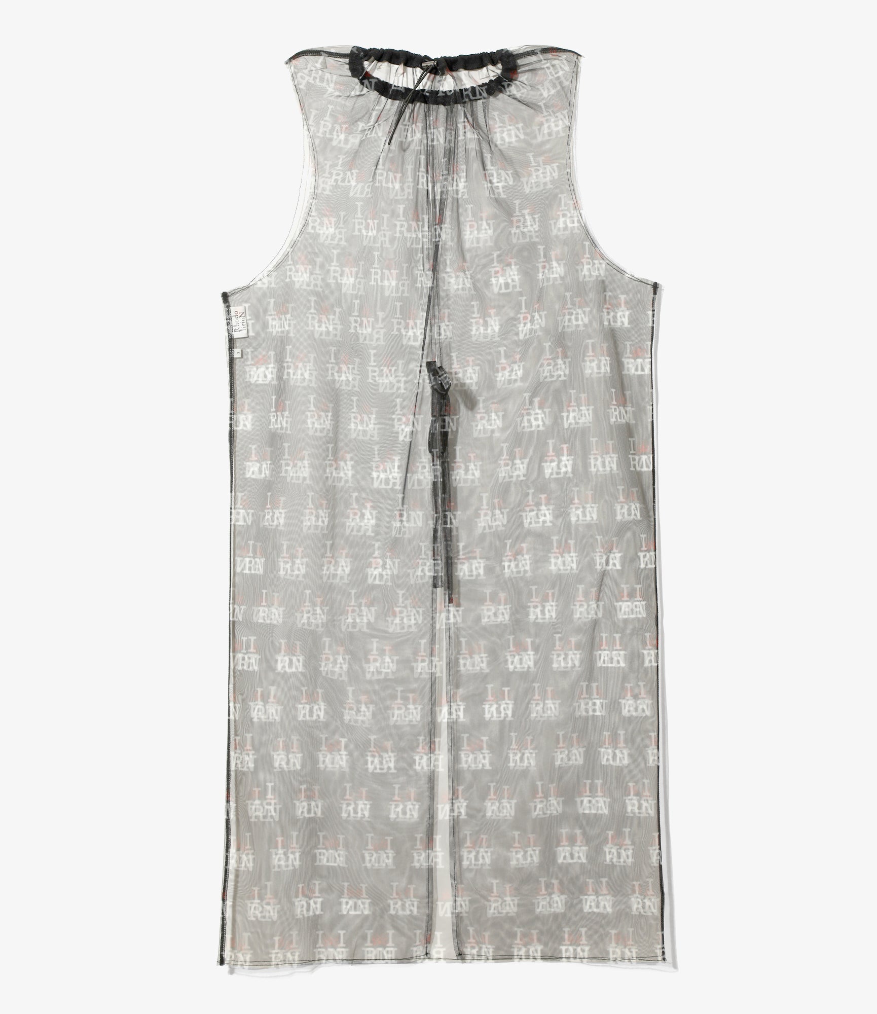 Women's Crew Neck Sleeveless Dress - Black - Original Printed Tulle