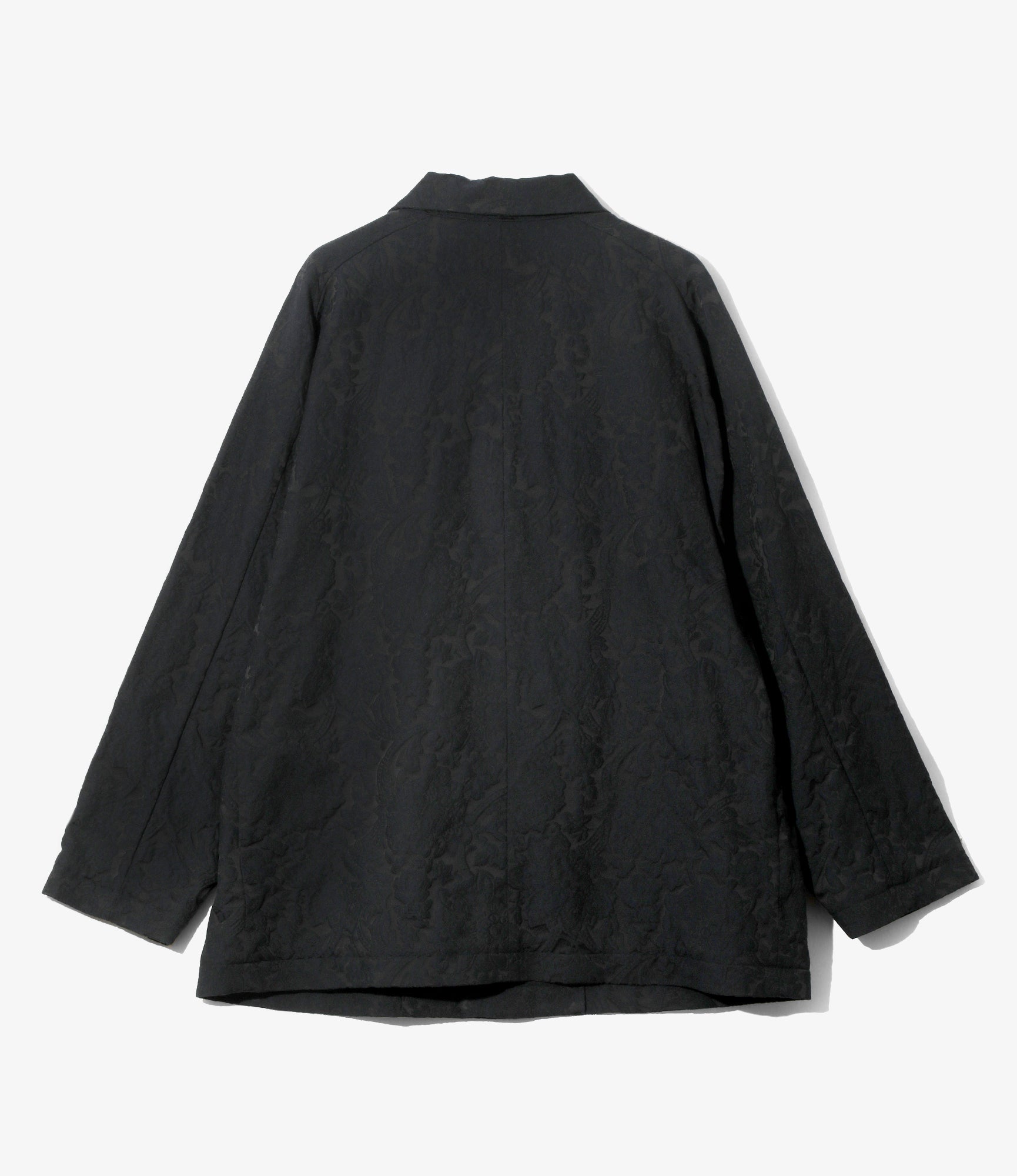 Round Collar Jacket - Navy - Calico Jacquard