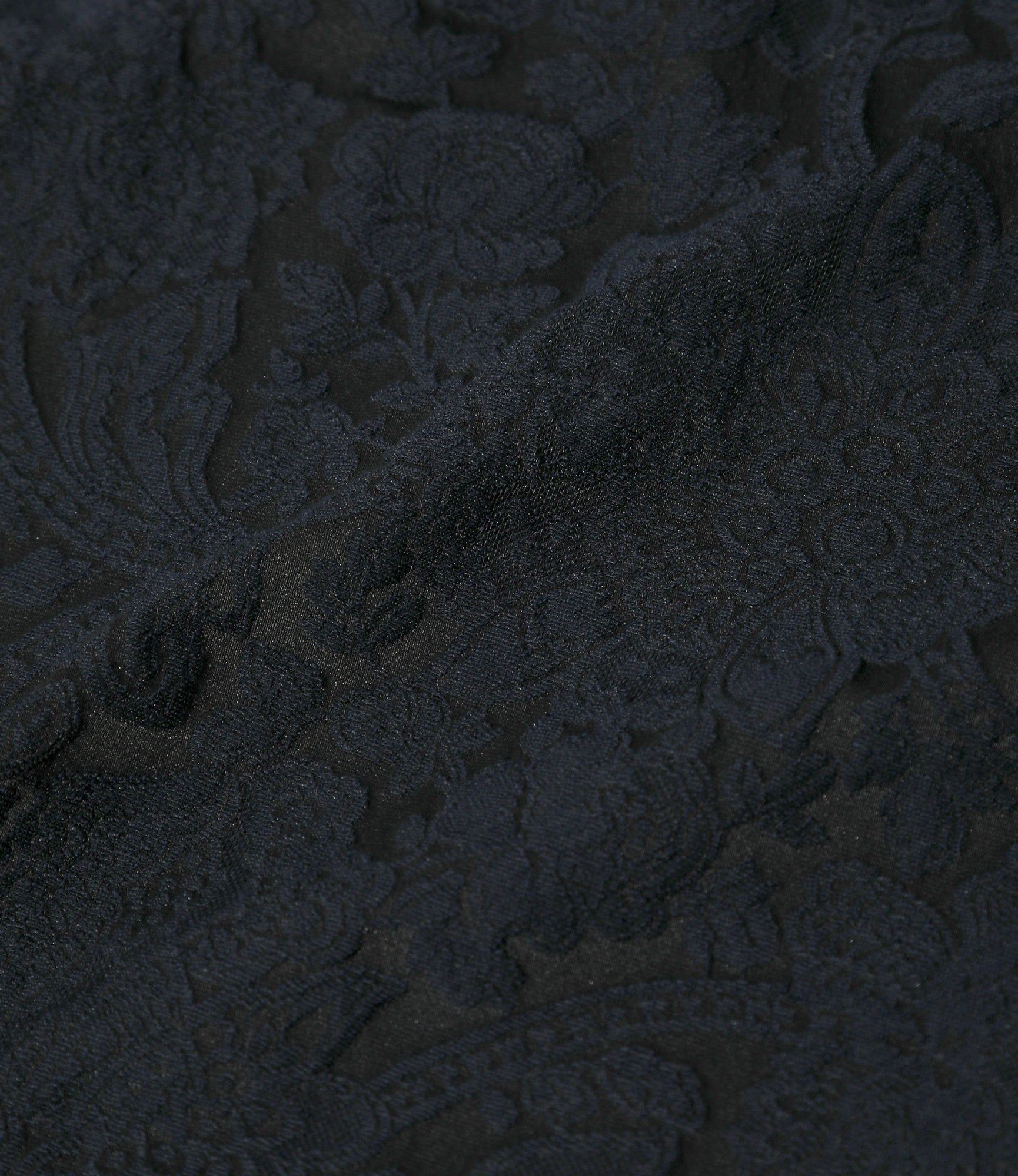 Women's Round Collar Jacket - Navy - Calico Jacquard