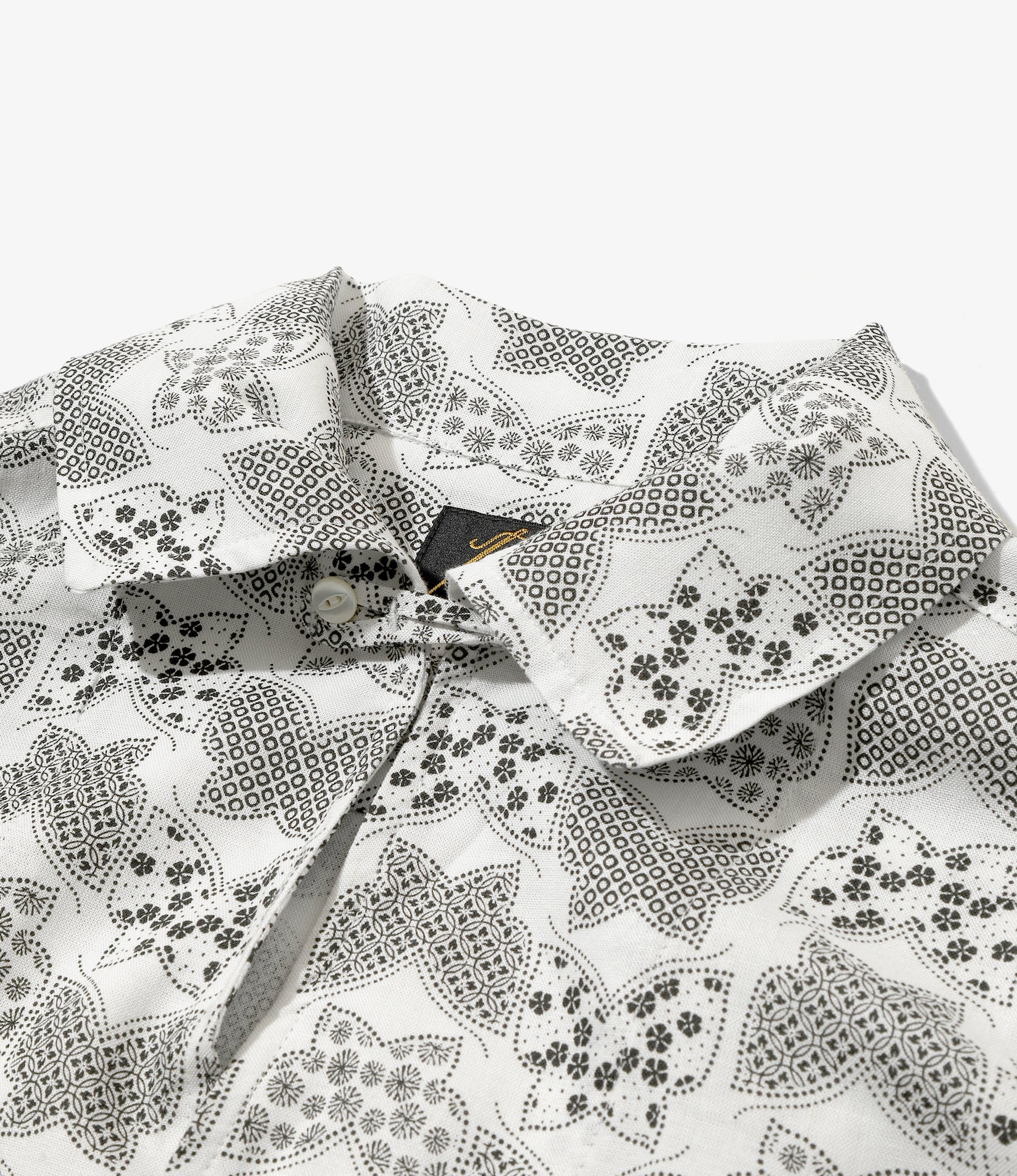 S/S Italian Collar Shirt - White - Papillon Print