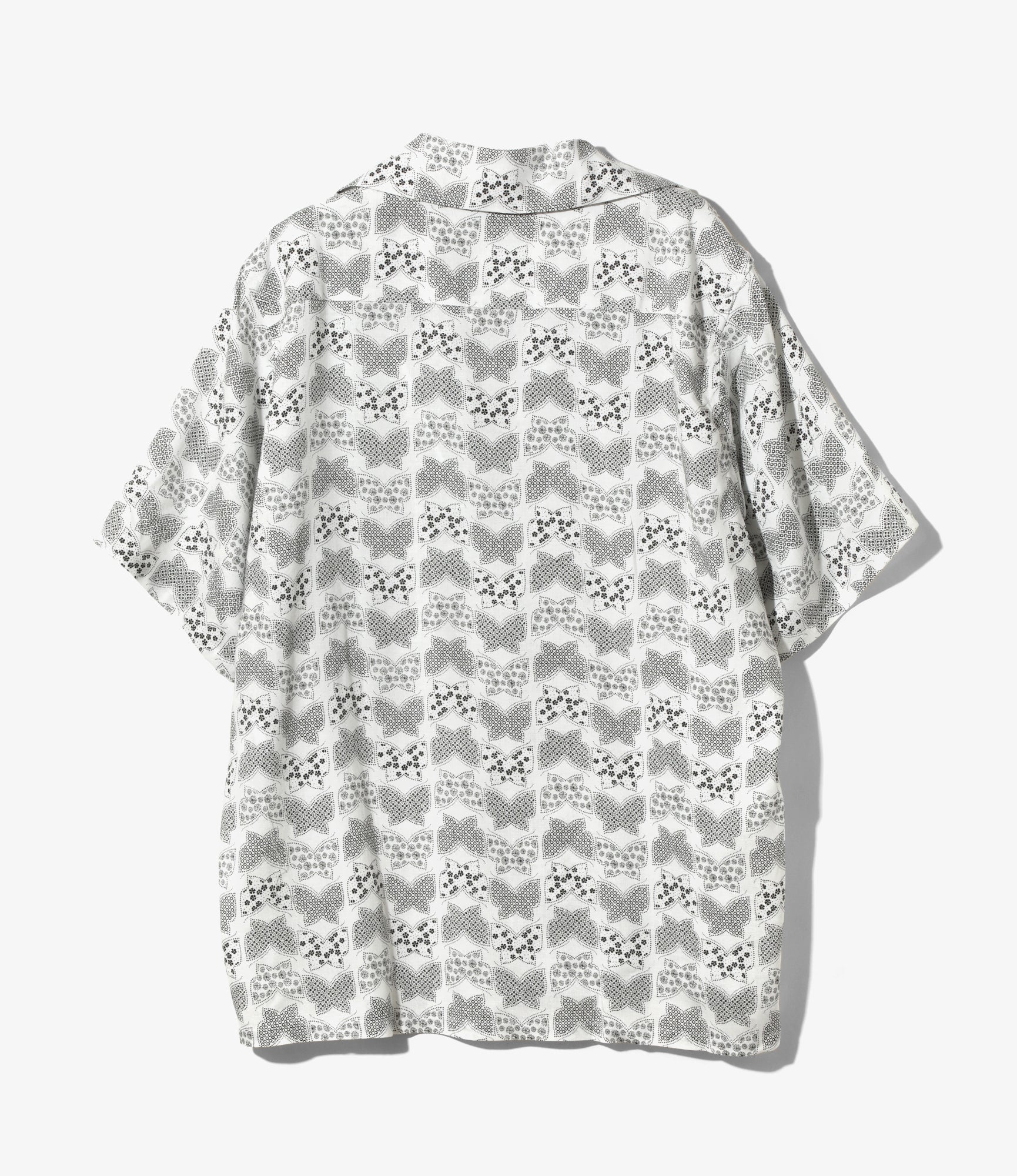 S/S Italian Collar Shirt - White - Papillon Print