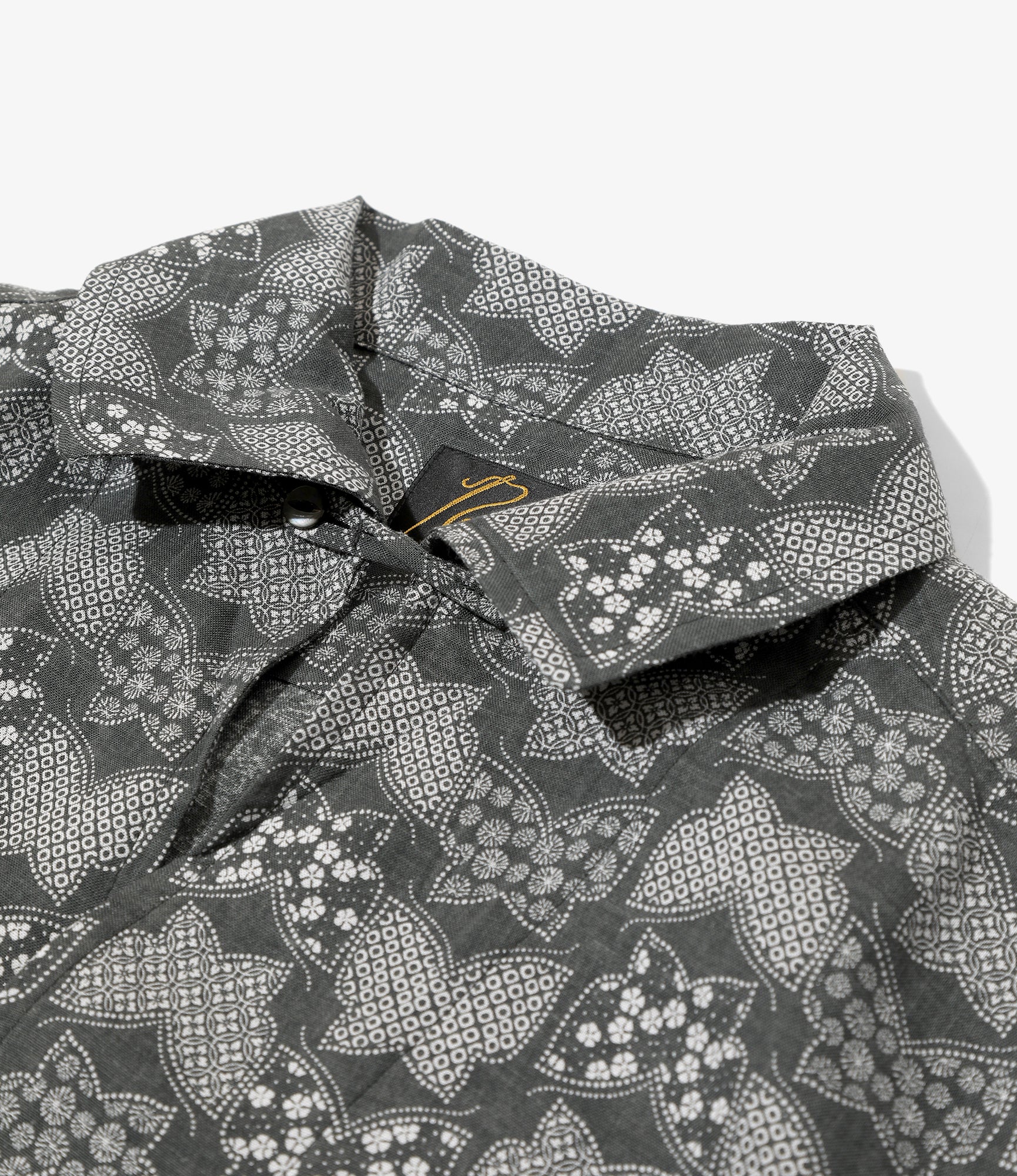 S/S Italian Collar Shirt - Charcoal - Papillon Print