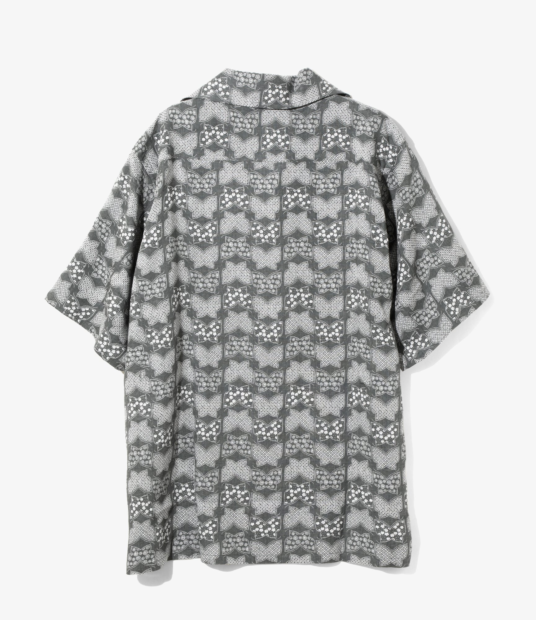 S/S Italian Collar Shirt - Charcoal - Papillon Print
