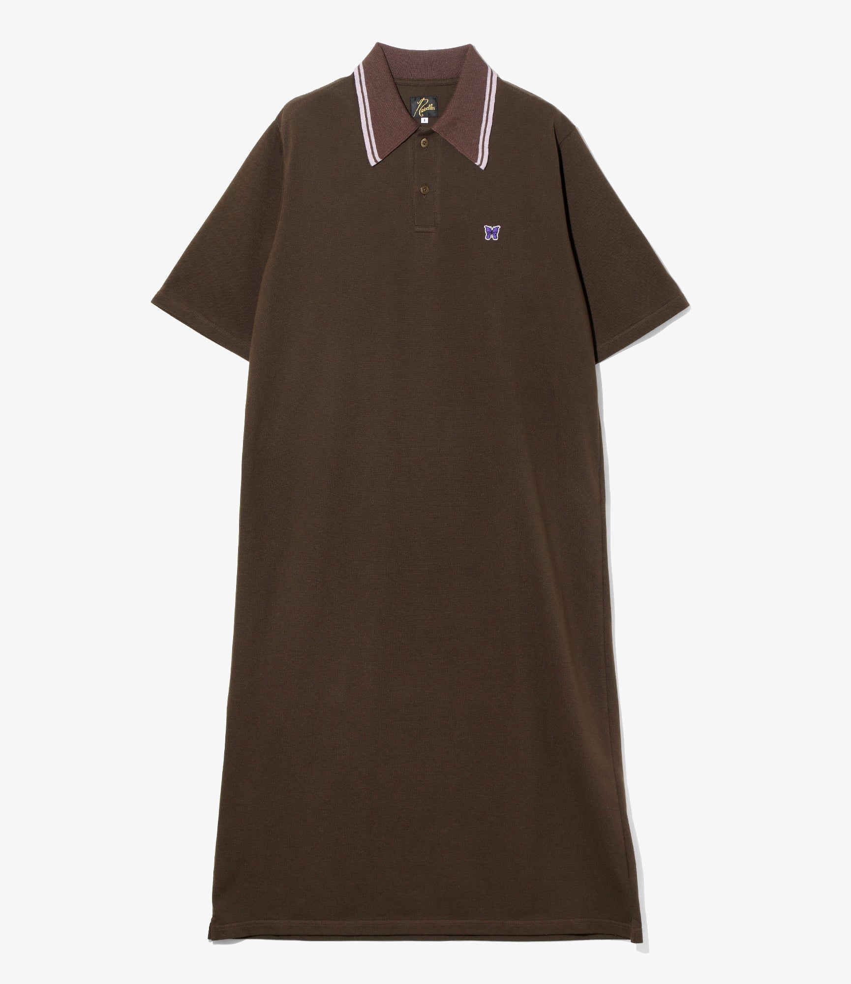 Women's S/S Polo Dress - Brown - Cotton Pique | Needles | Nepenthes | Nepenthes America Women's S/S Polo Dress - Brown - Cotton Pique | Needles | Nepenthes | Nepenthes America