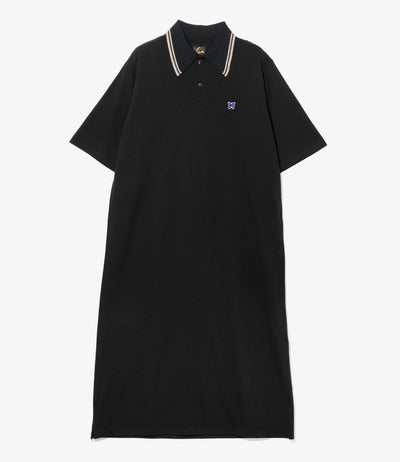Women's S/S Polo Dress - Black - Cotton Pique | Needles | Nepenthes |  Nepenthes America