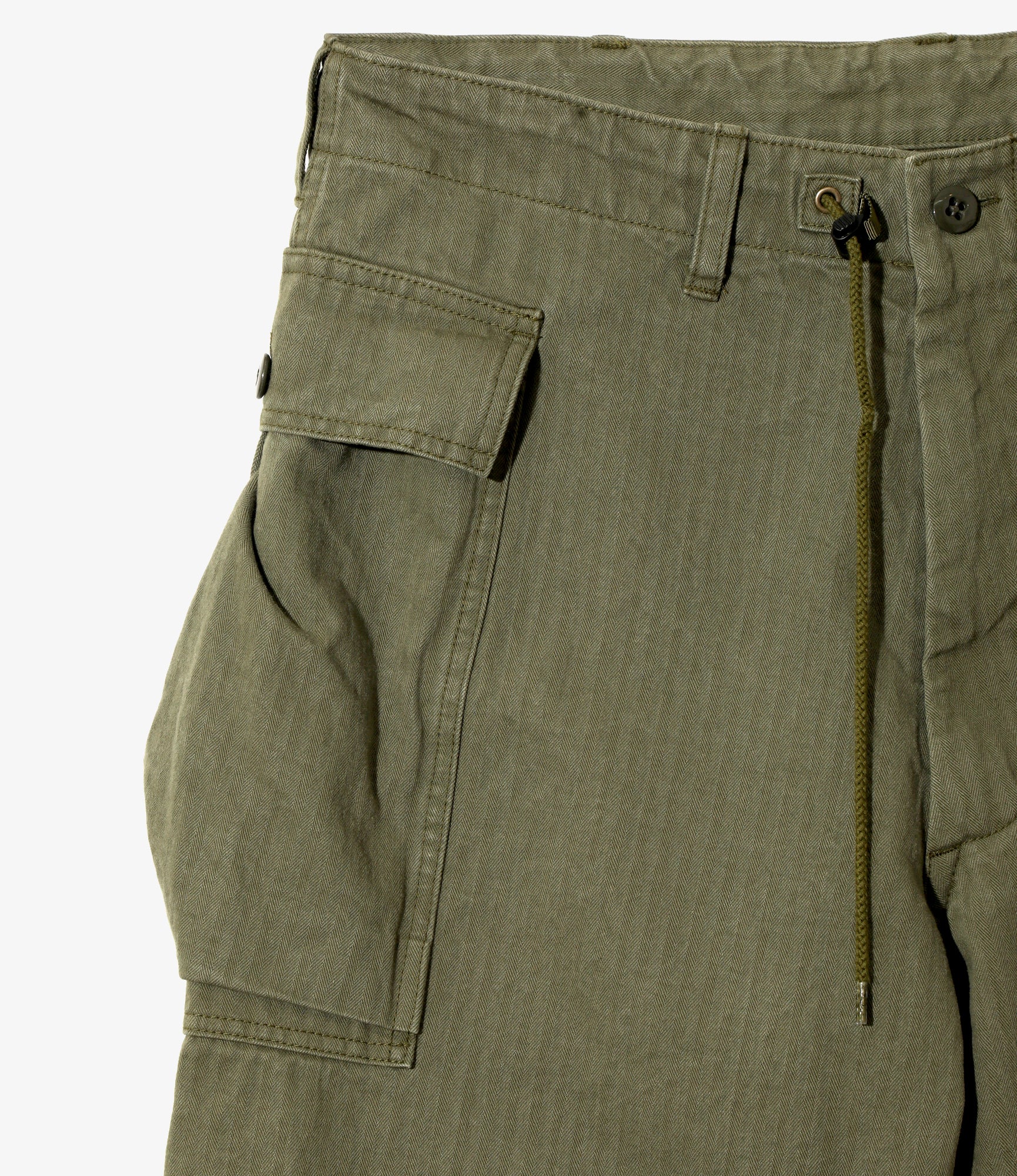 String Field Pant - Olive - Cotton Herringbone