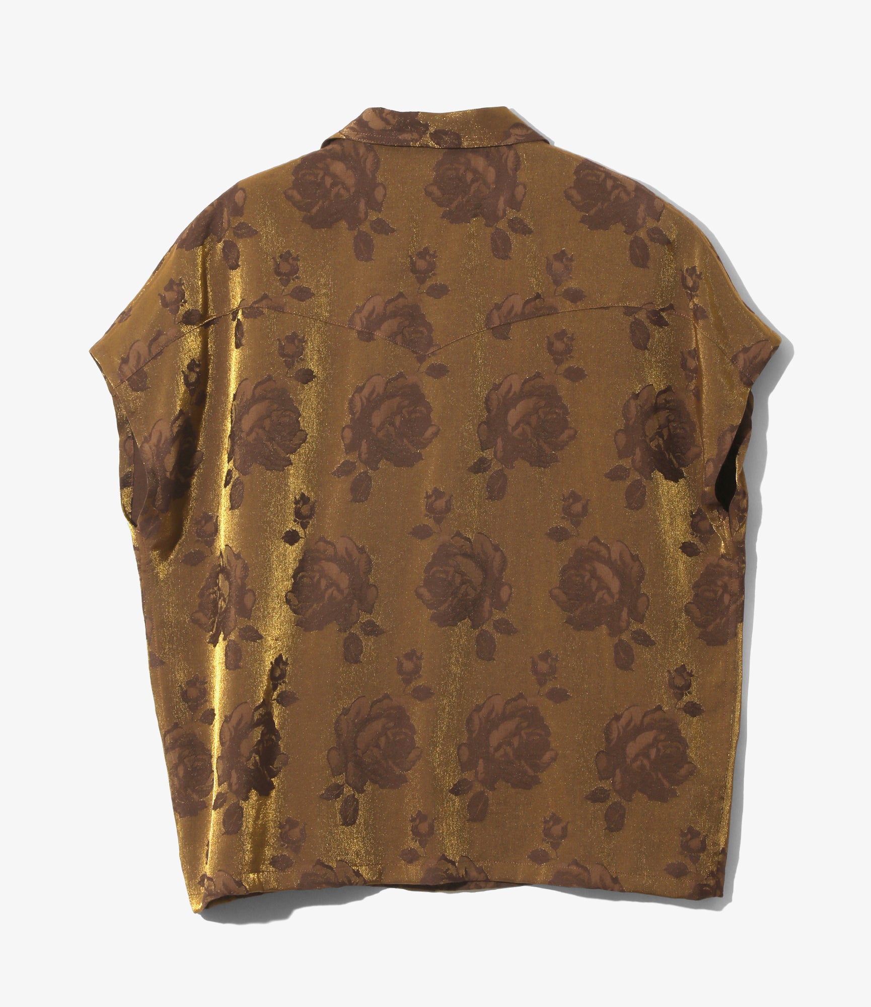 Women's Cowboy French Sleeve Blouse - Brown - Rose Jacquard