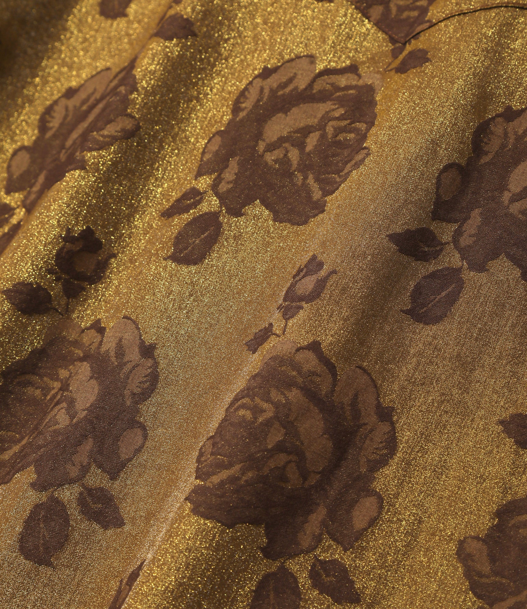 Women's Cowboy French Sleeve Blouse - Brown - Rose Jacquard