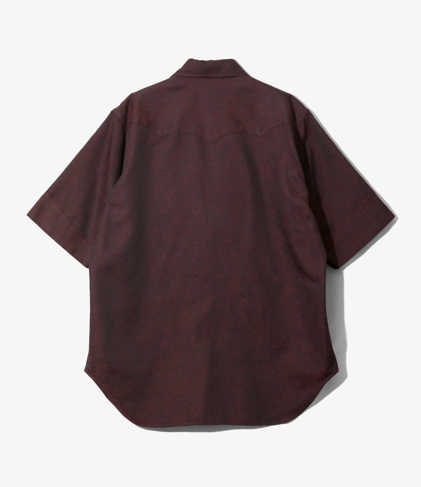 S/S Western Shirt - Burgundy - Micro Shadow Plaid