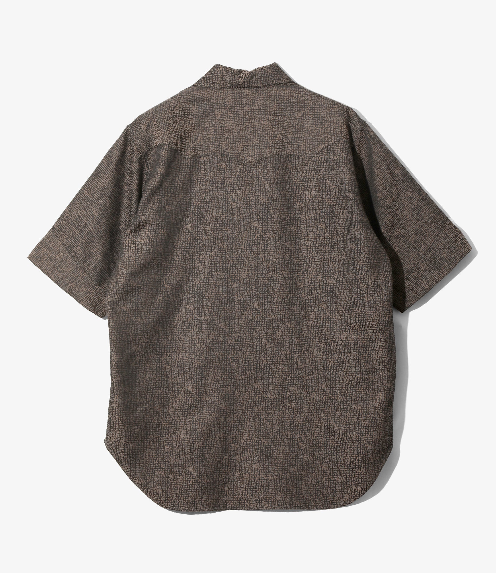 S/S Western Shirt - Brown - Micro Shadow Plaid