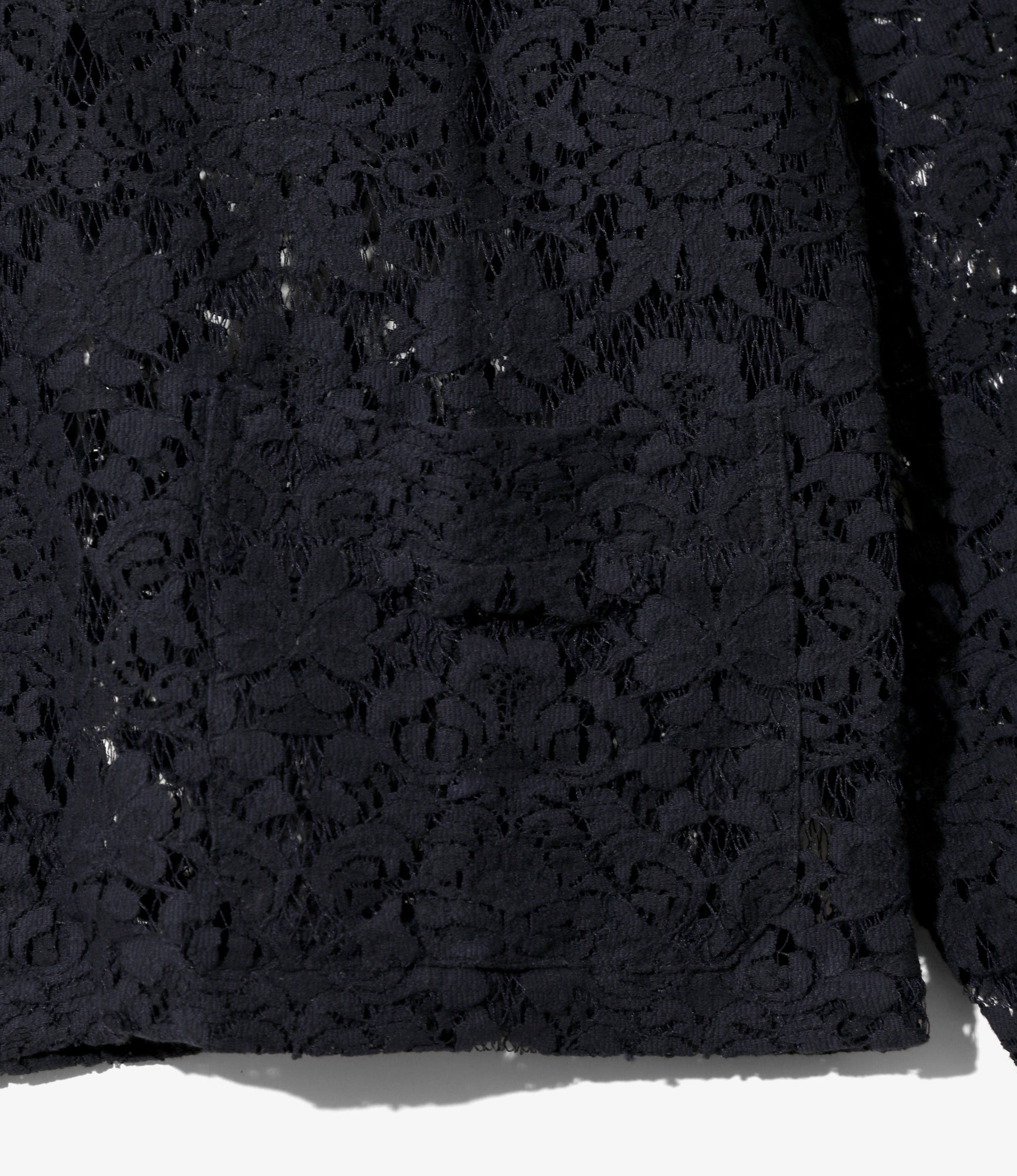 Widespread Collar Shirt - Navy - Raschel Lace