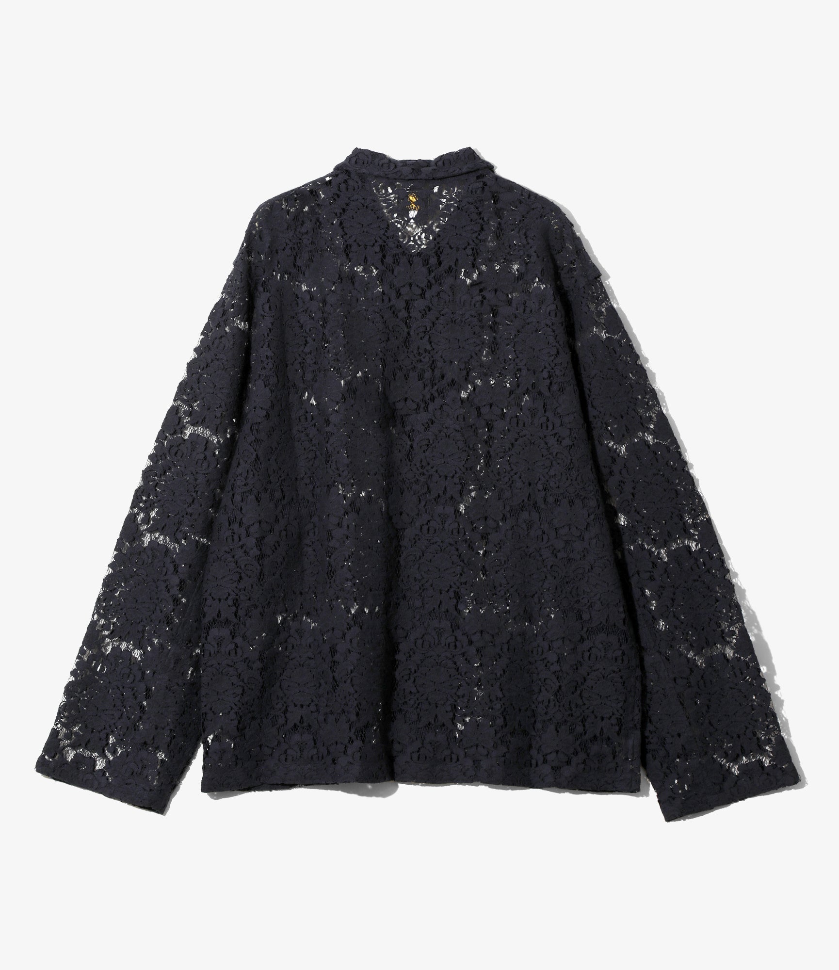 Widespread Collar Shirt - Navy - Raschel Lace