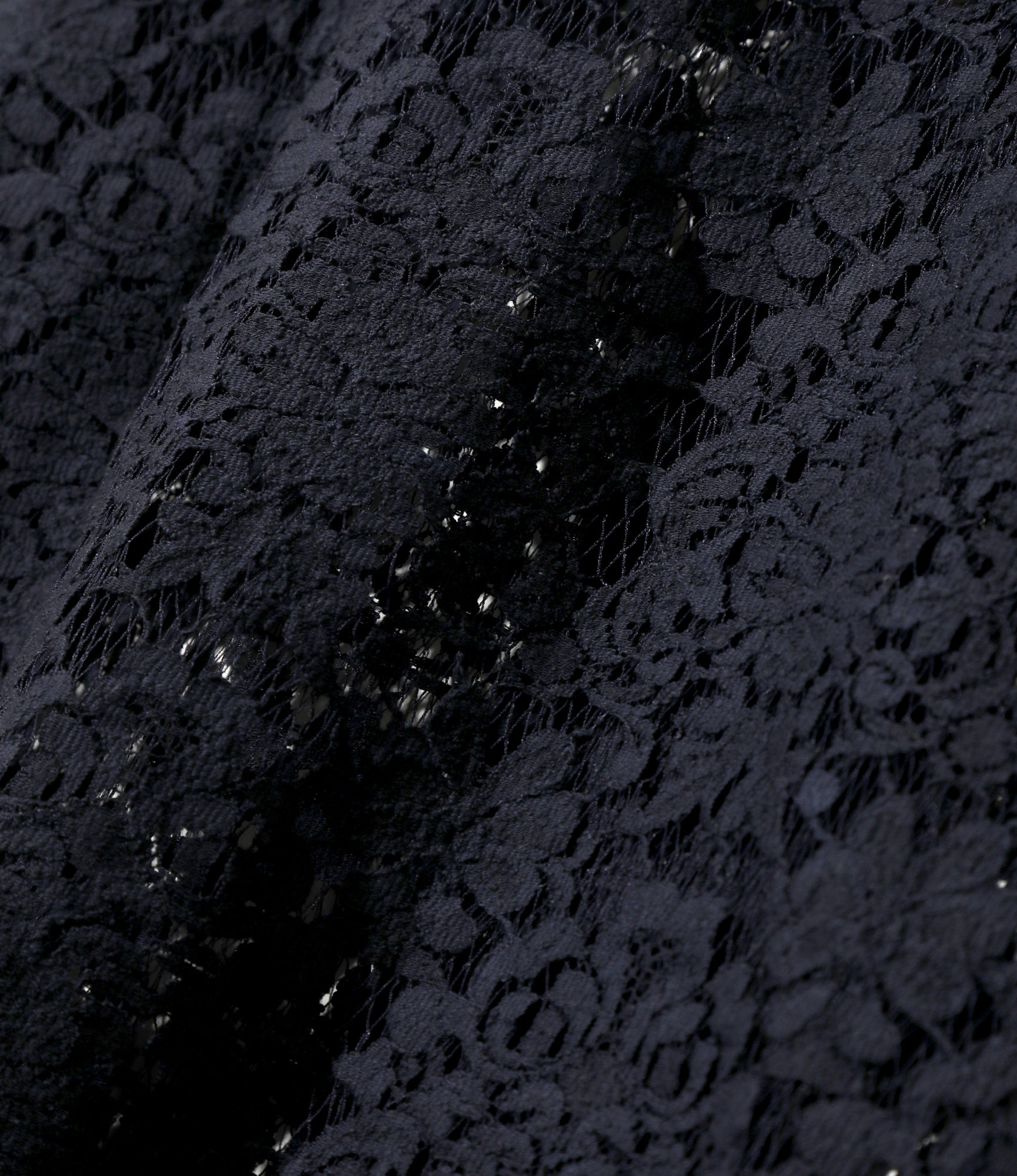 Widespread Collar Shirt - Navy - Raschel Lace