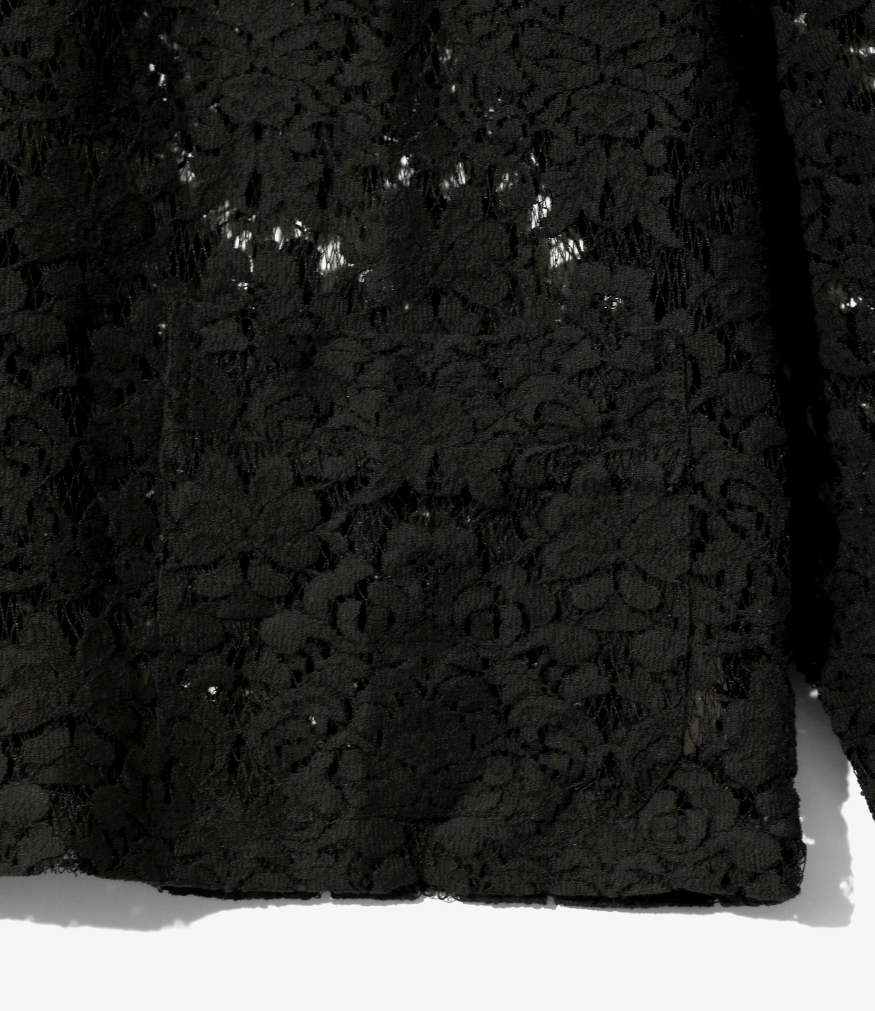 Widespread Collar Shirt - Black - Raschel Lace