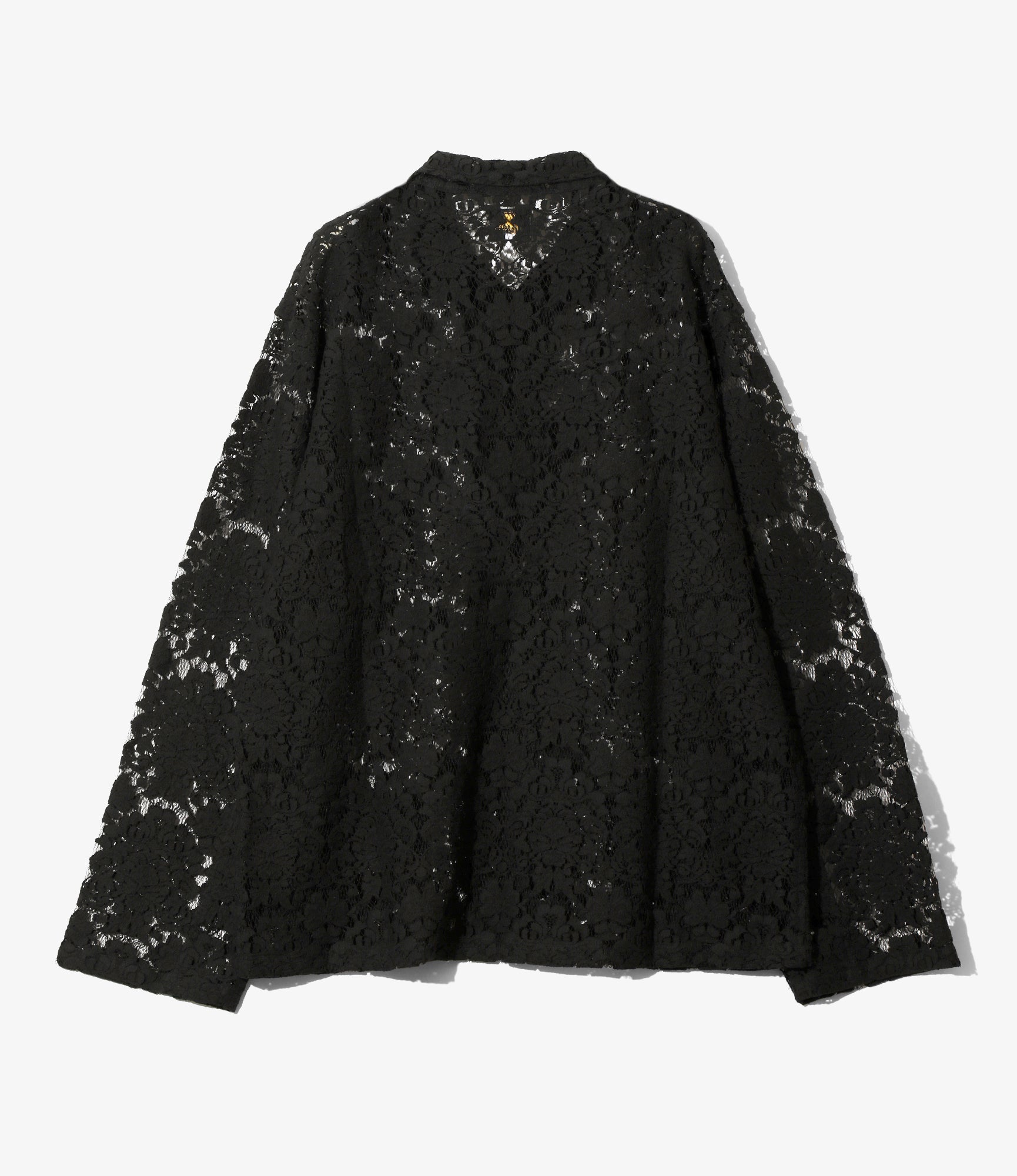 Widespread Collar Shirt - Black - Raschel Lace