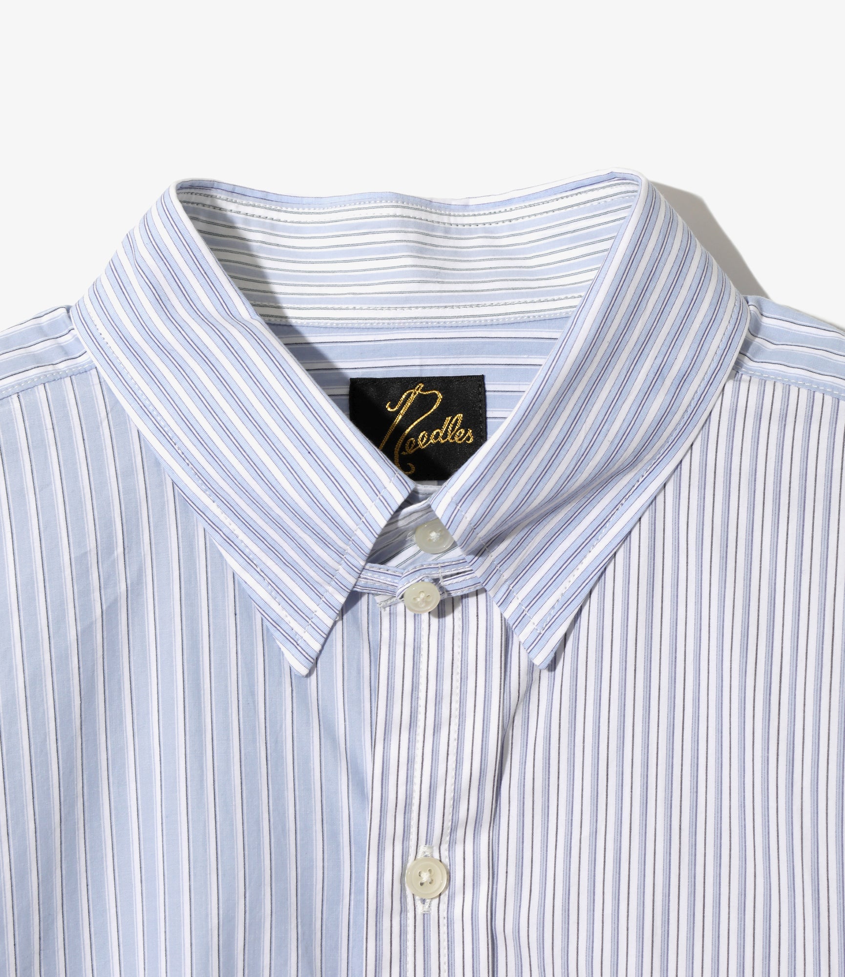 collar tabs dress shirt Needles - Combo Tab Collar Shirt - Combo - Cotton Typewriter Stripe