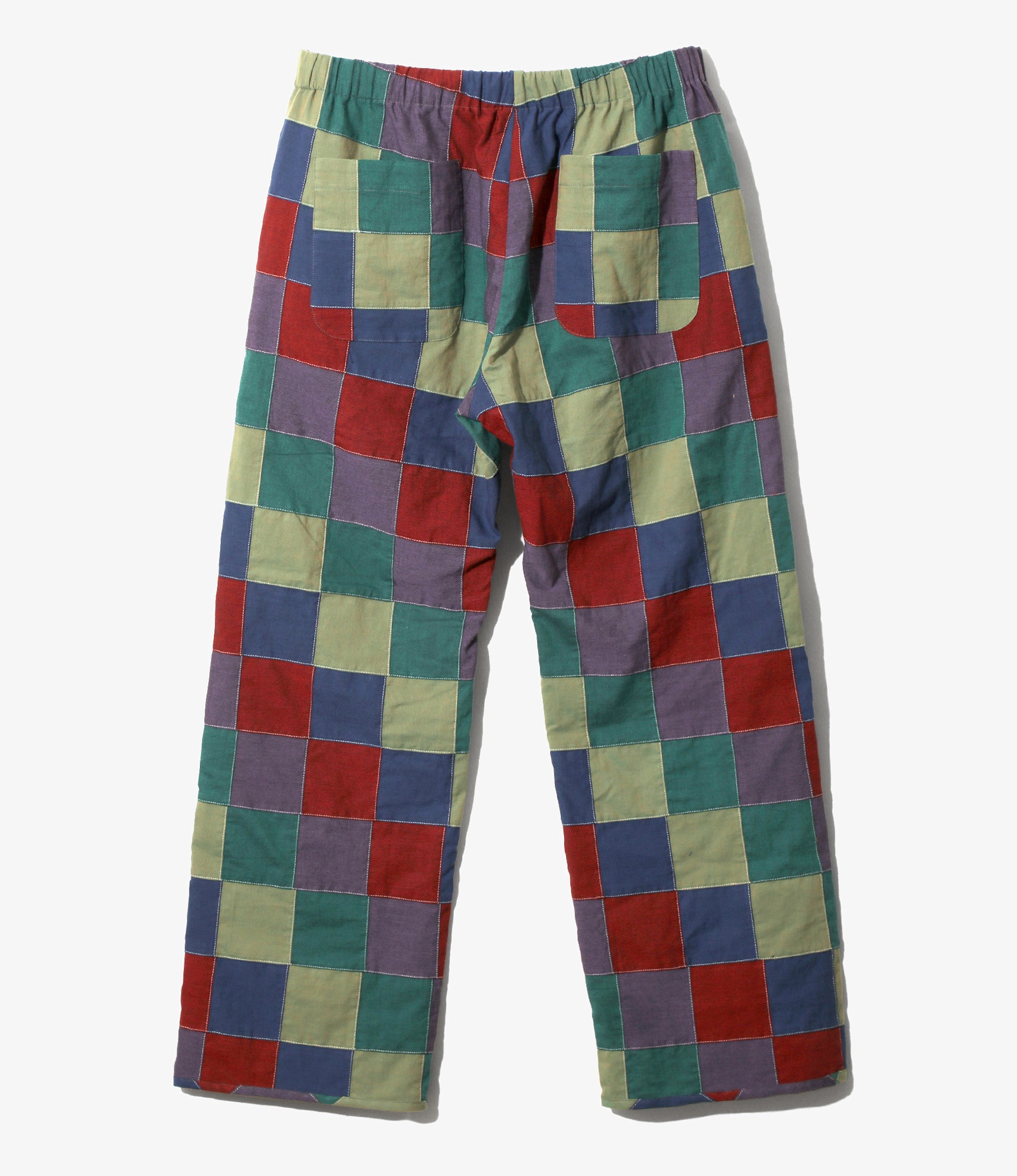 String Easy Pant - Navy/Red - Cotton Oxford Patchwork