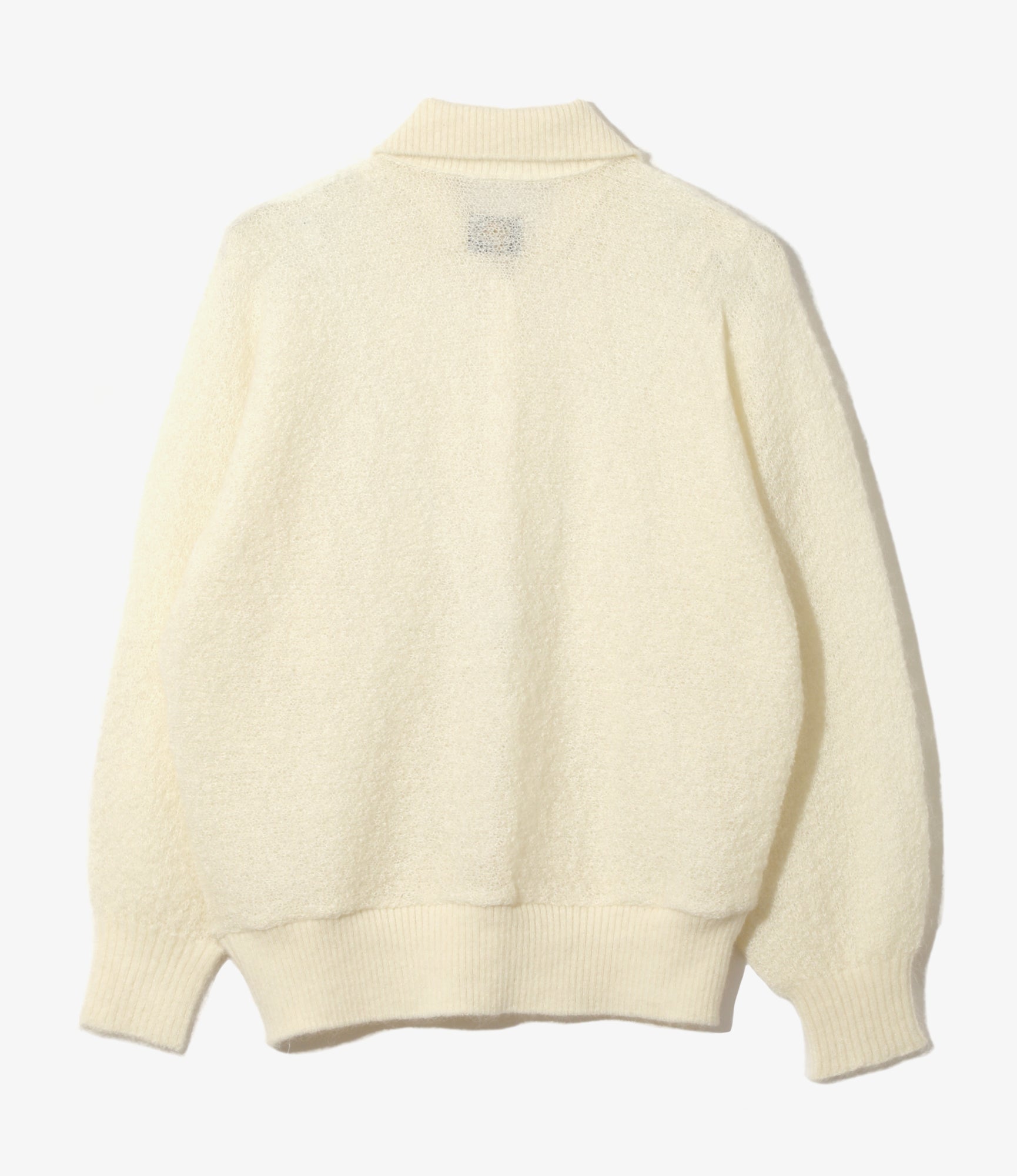 Women's Round Collar Cardigan - Ivory - Crepe Weave