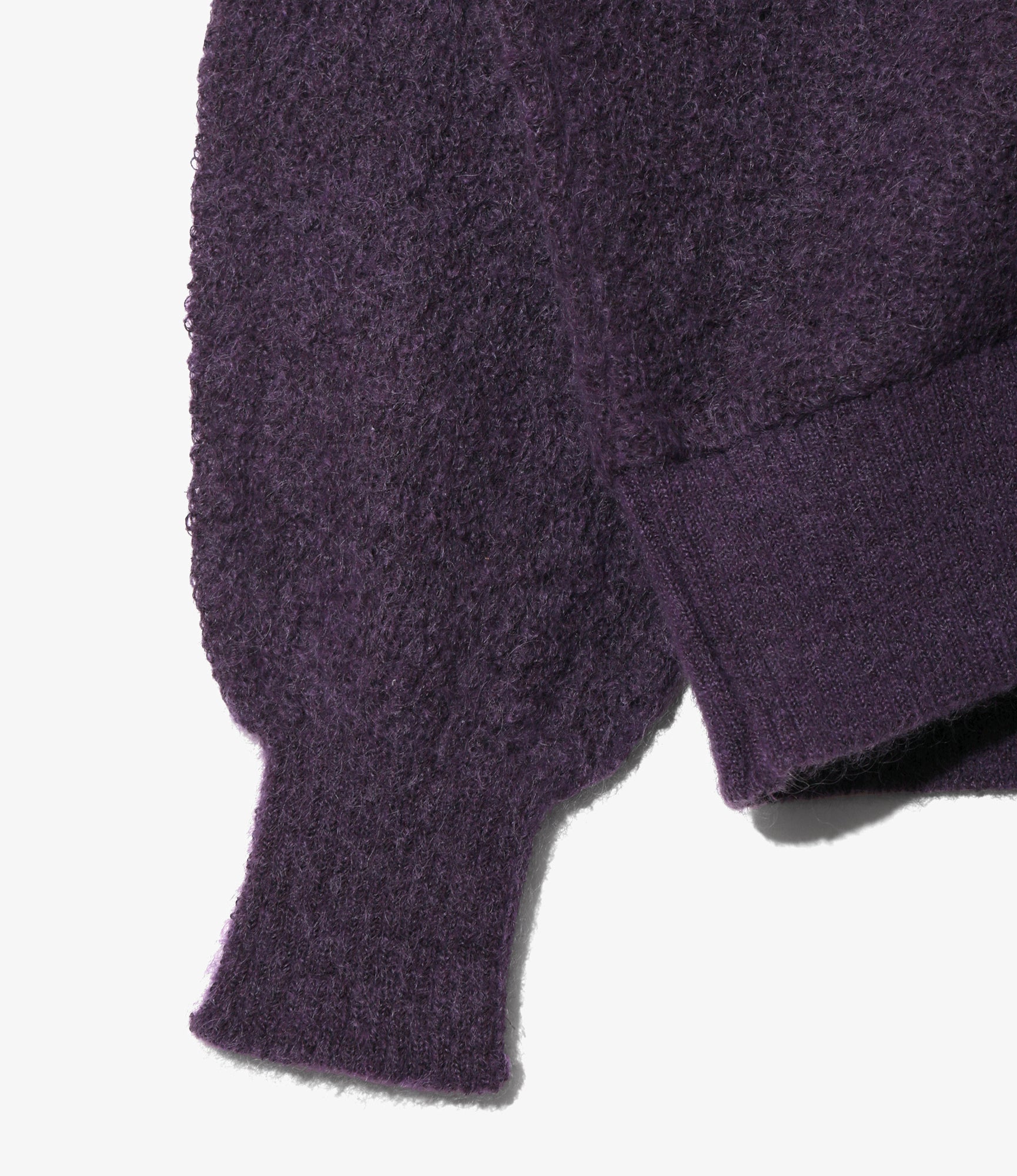 Women's Round Collar Cardigan - Purple - Crepe Weave