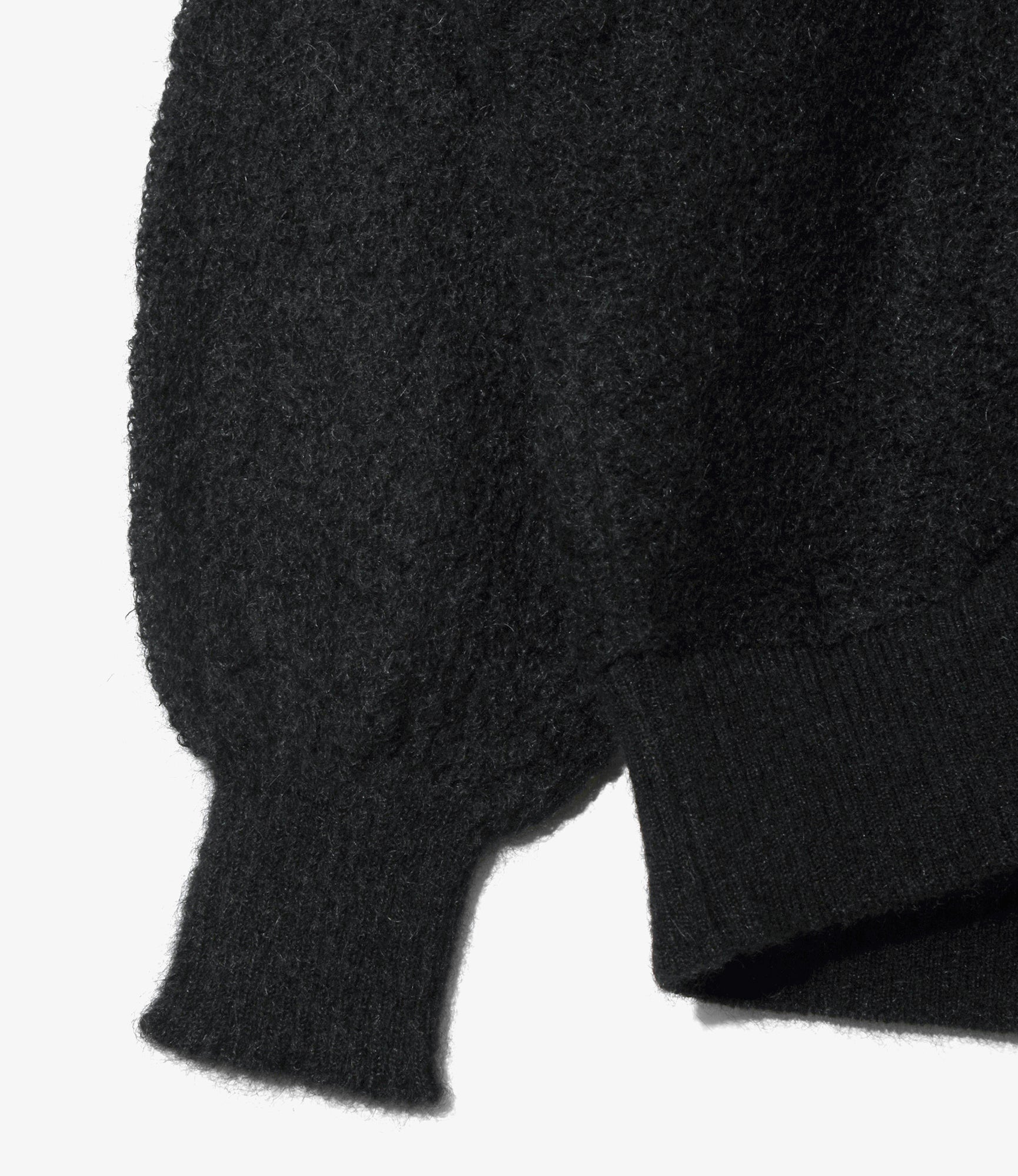 Women's Round Collar Cardigan - Black - Crepe Weave