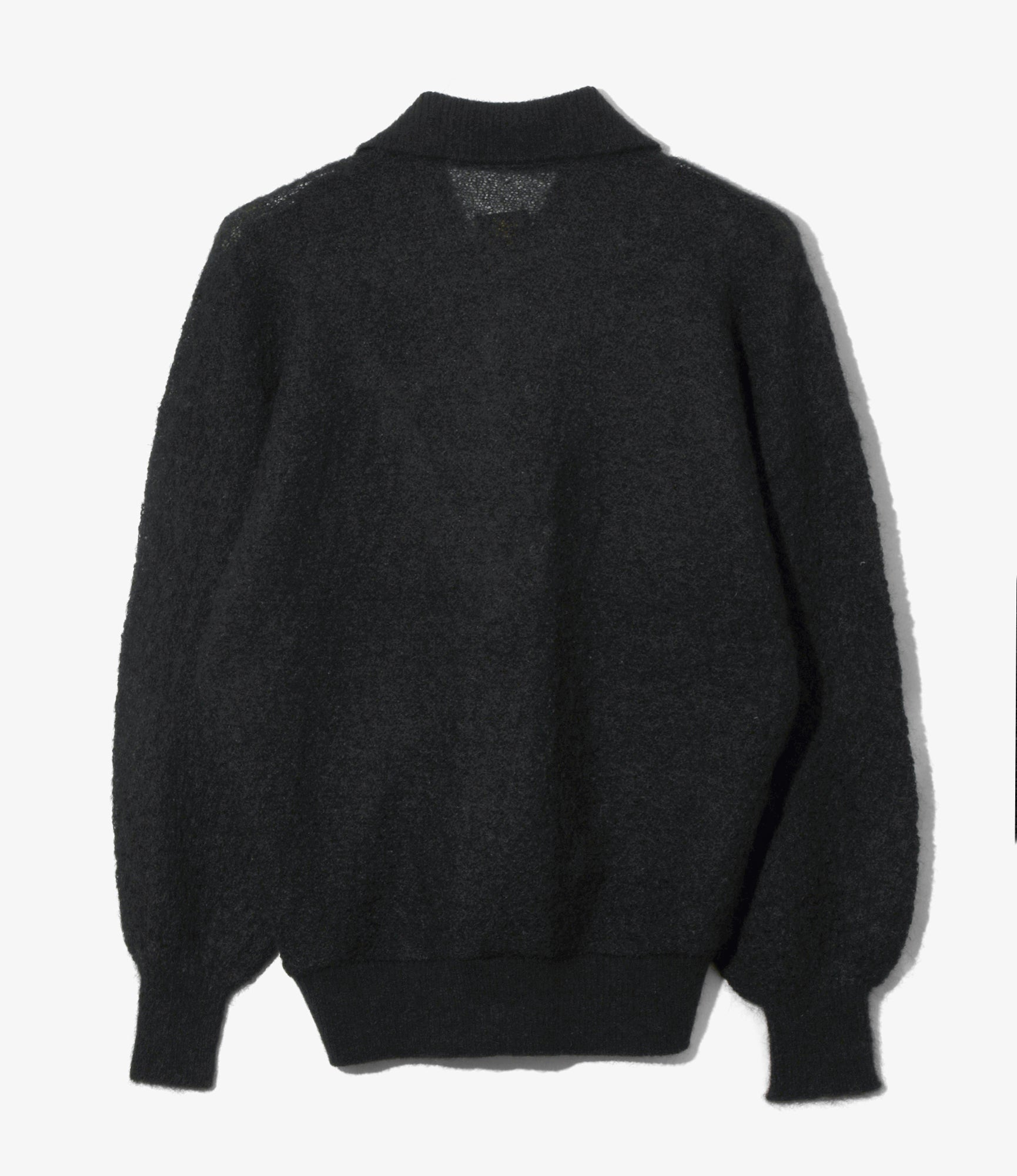 Women's Round Collar Cardigan - Black - Crepe Weave