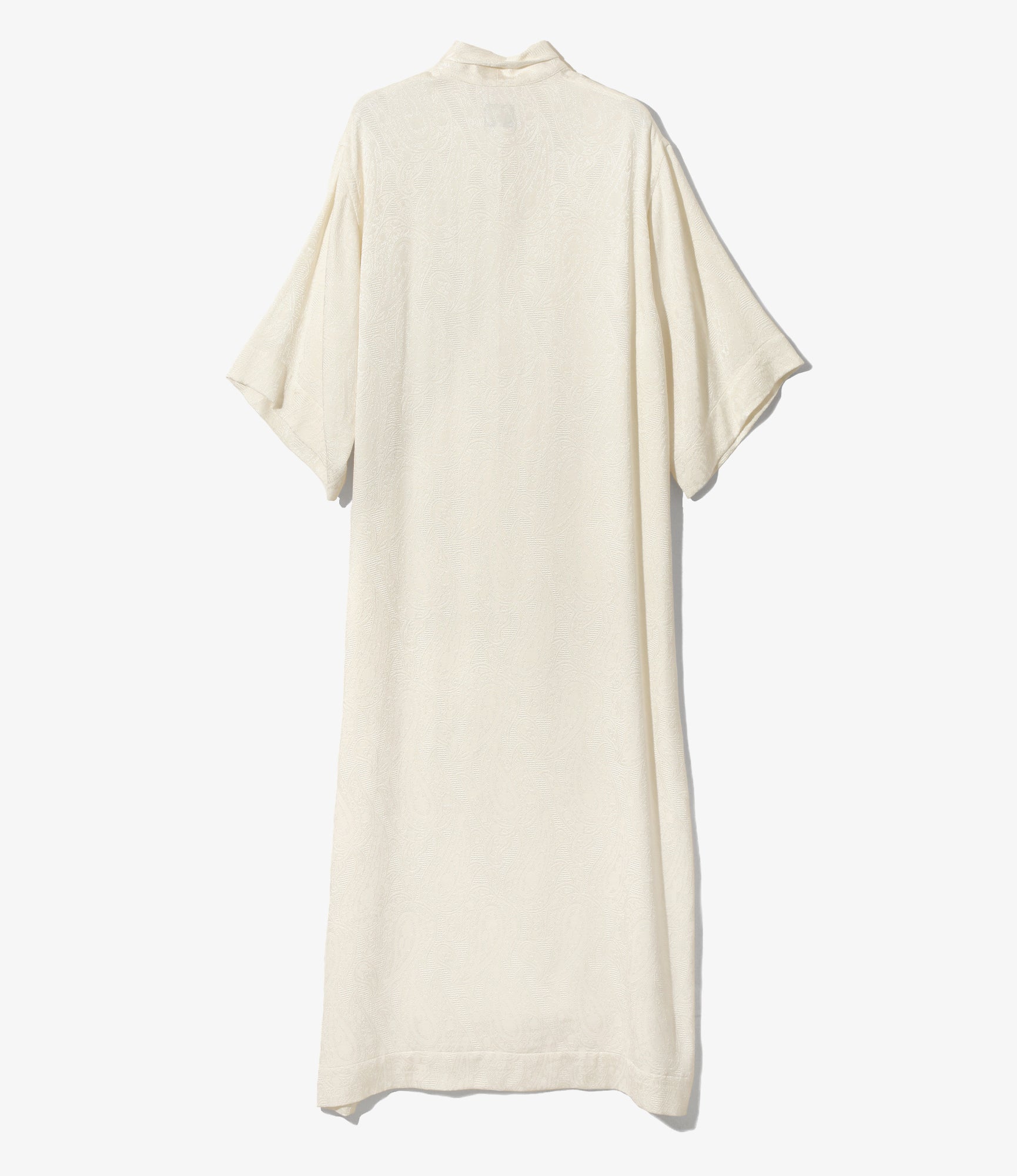 Women's Ascot Collar Shirt - Off White - Paisley Jacquard