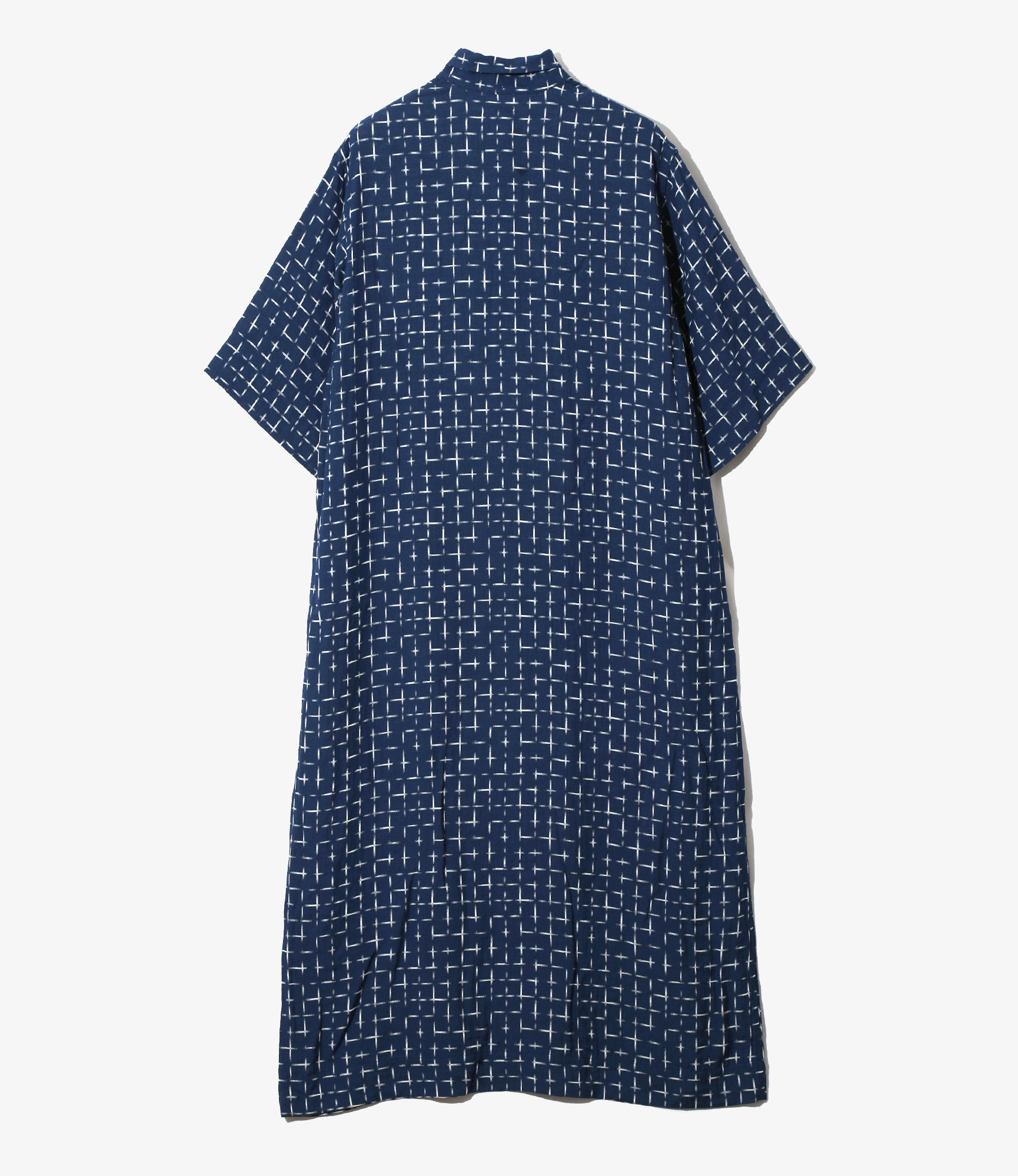 Women's Ascot Collar Shirt - Navy - Gradational Plaid