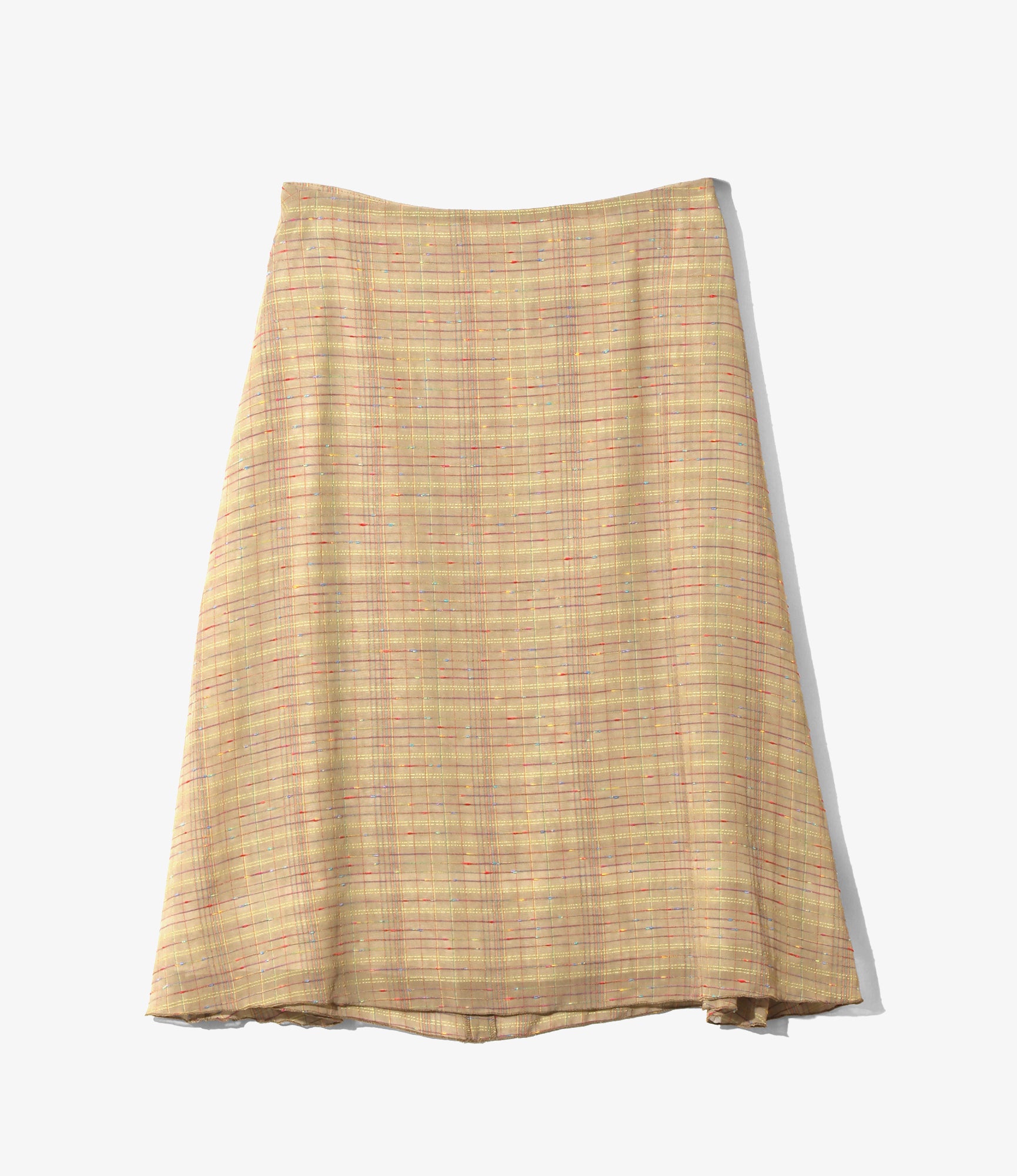 Women's Semi-Flair Skirt - Taupe - Ring Knot Plaid