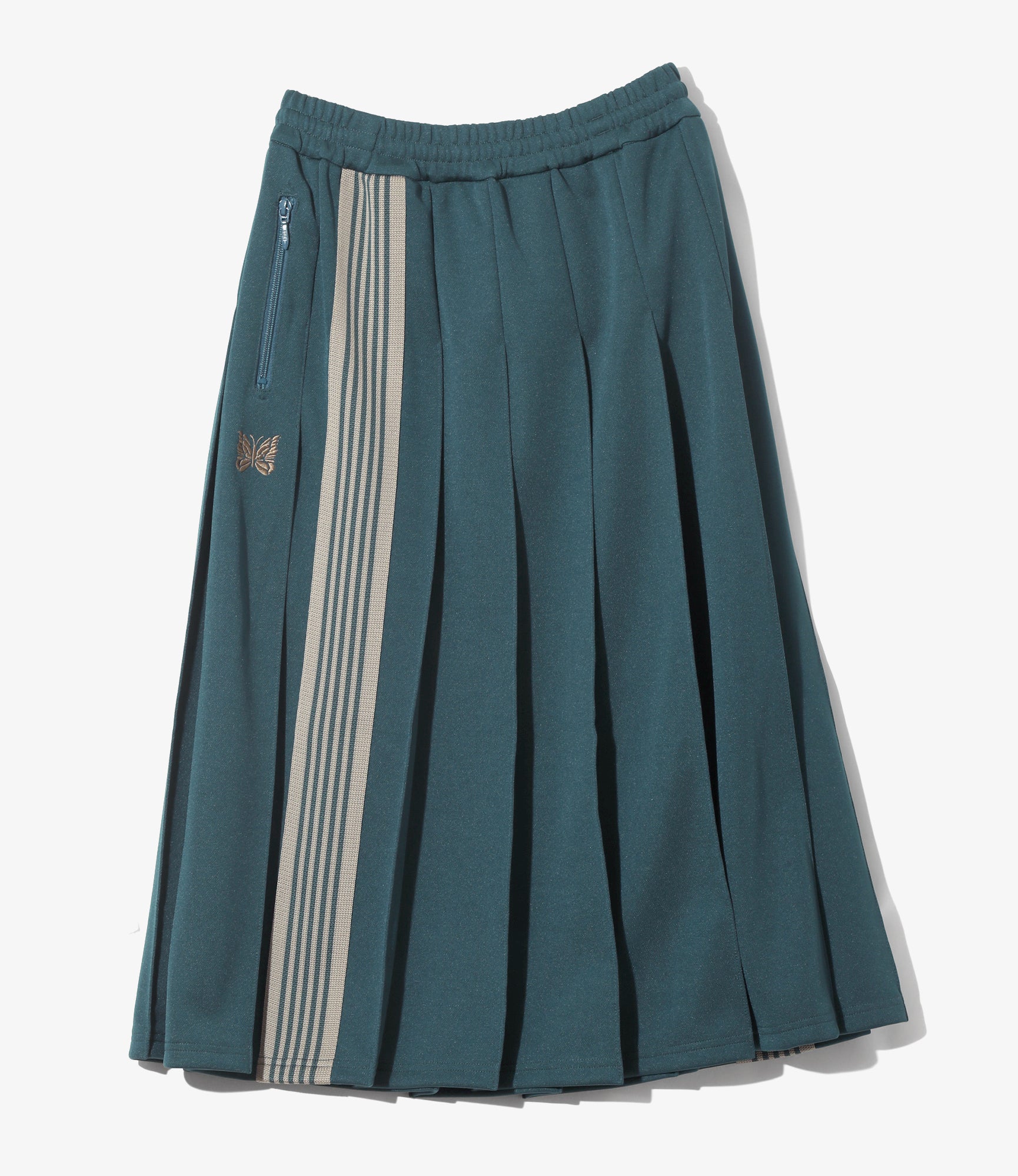 Women's Pleated Track Skirt - Green - Poly Smooth