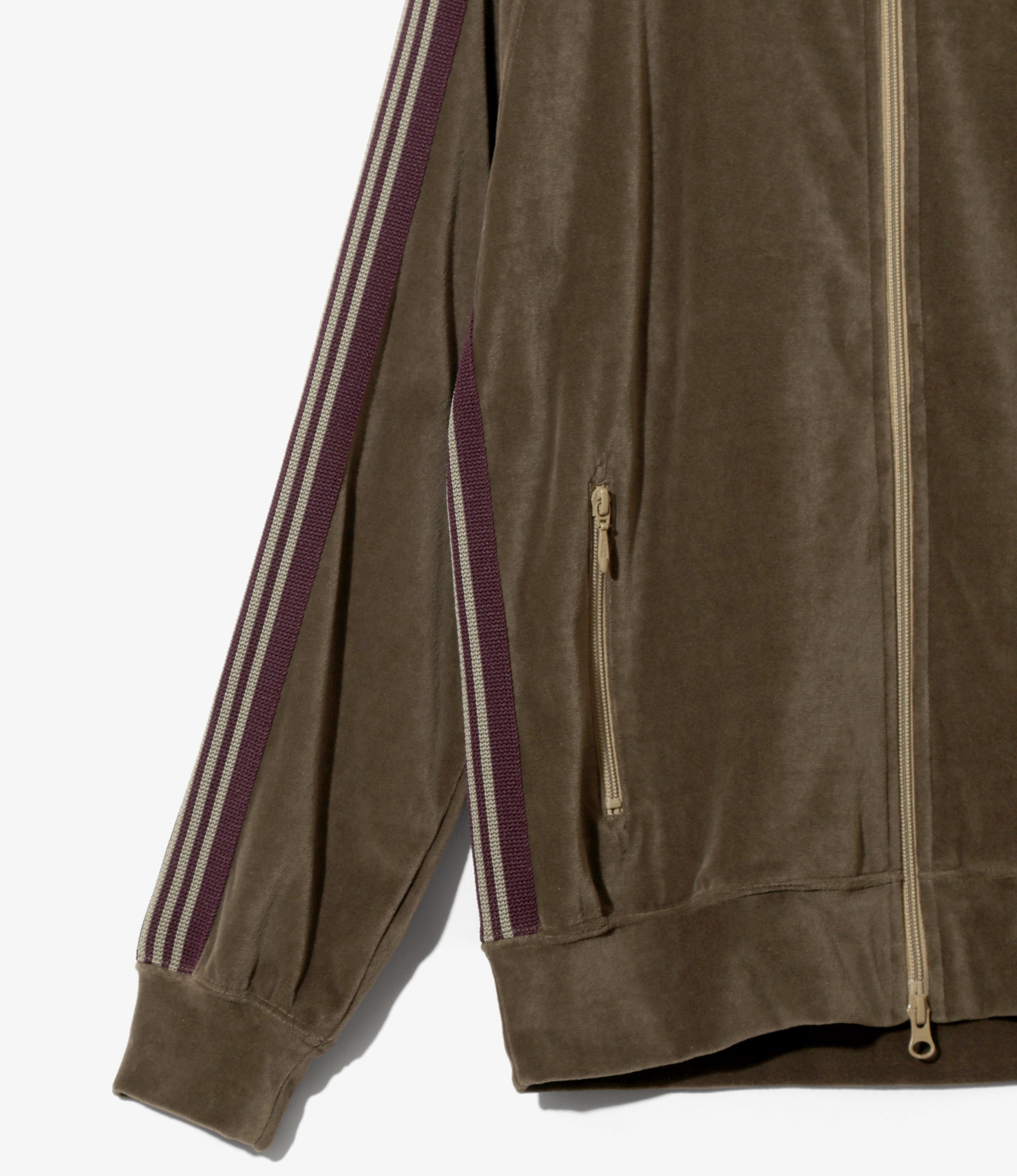 Rib Collar Track Jacket - Taupe - C/PE Velour