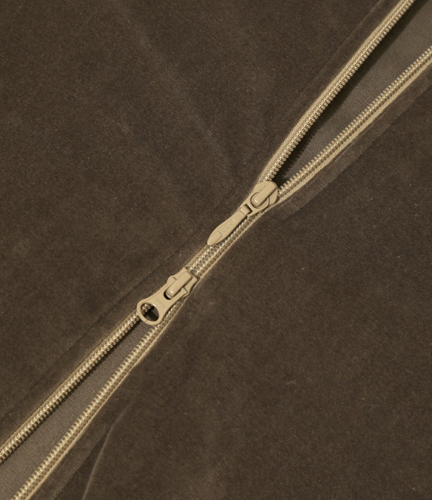 Rib Collar Track Jacket - Taupe - C/PE Velour