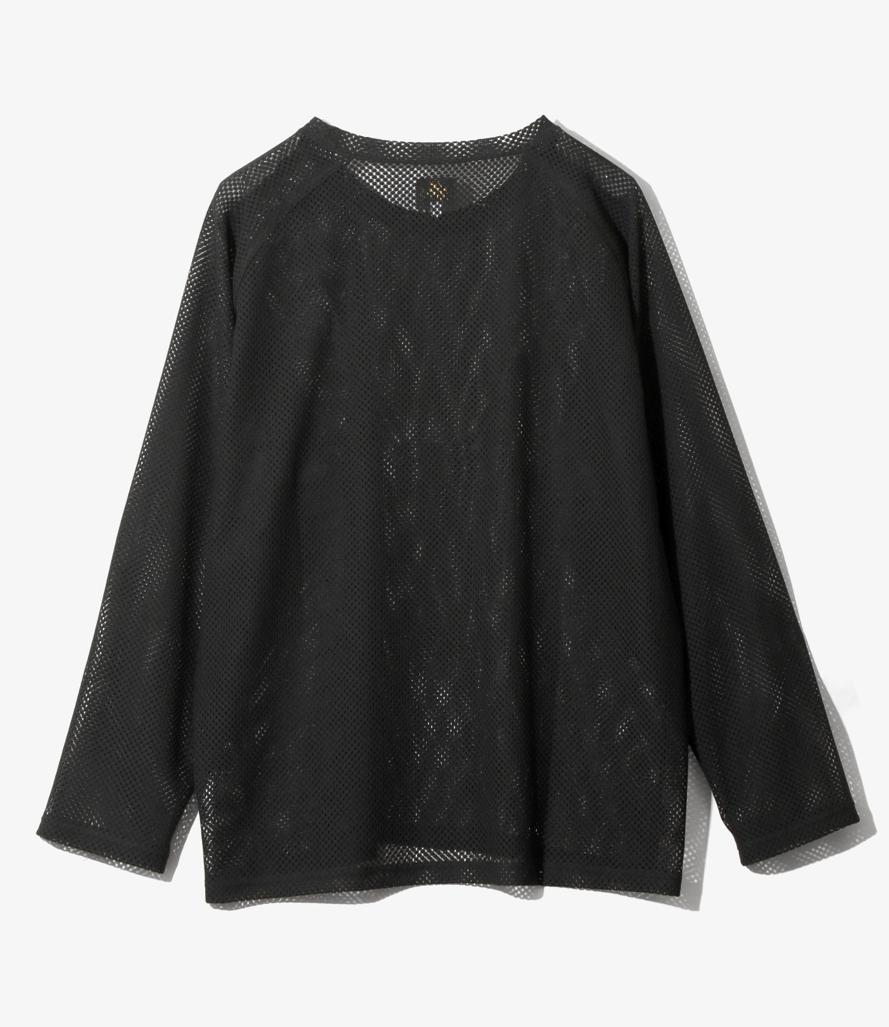 L/S U-Neck Tee - Black - Geometric Raschel Lace